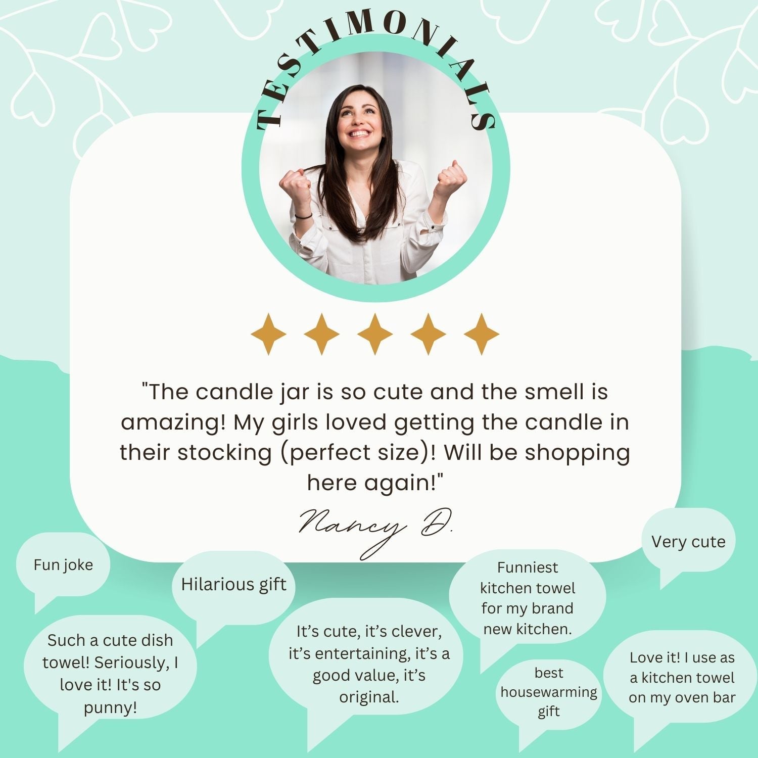 a card with a picture of a woman giving a thumbs up