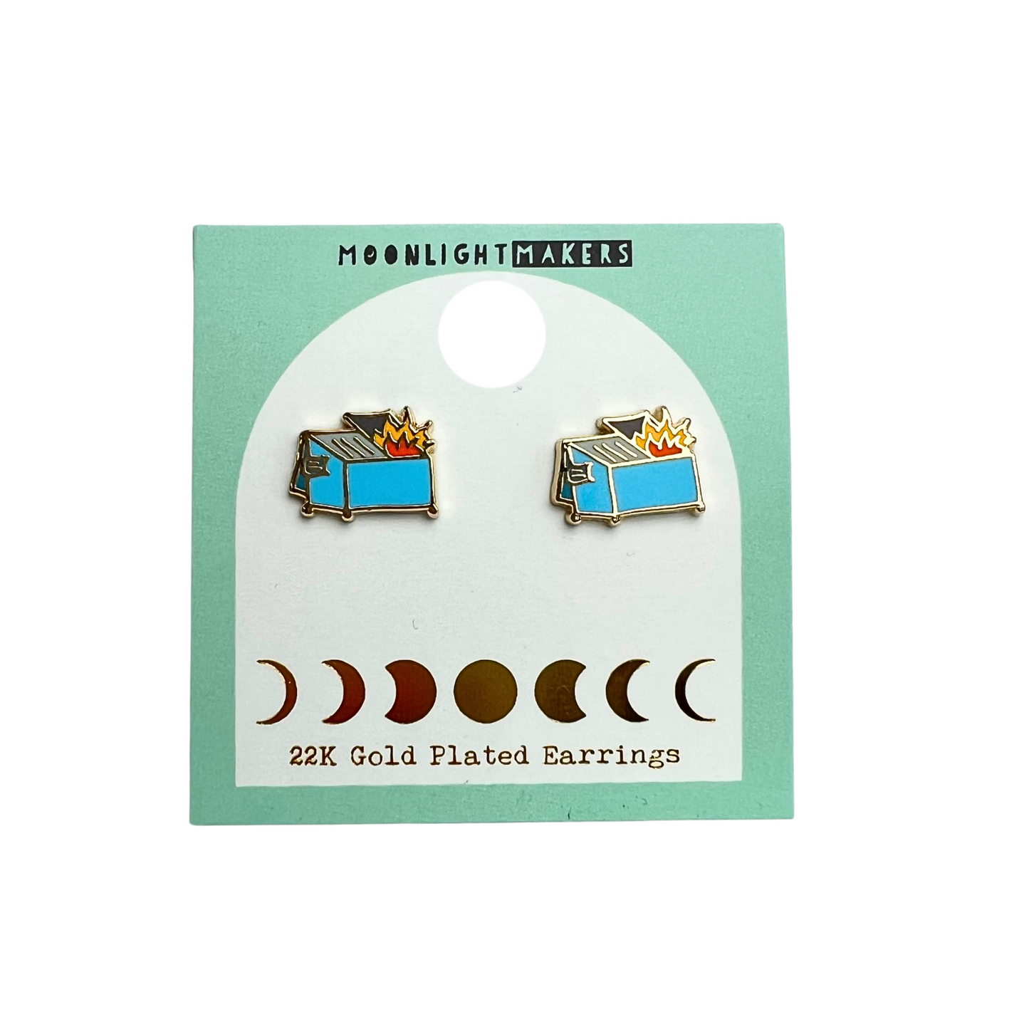 a pair of earrings with a blue box on it