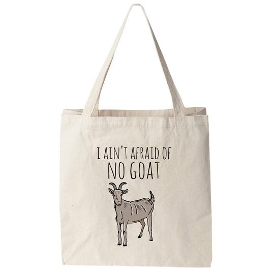 a tote bag with a picture of a goat on it
