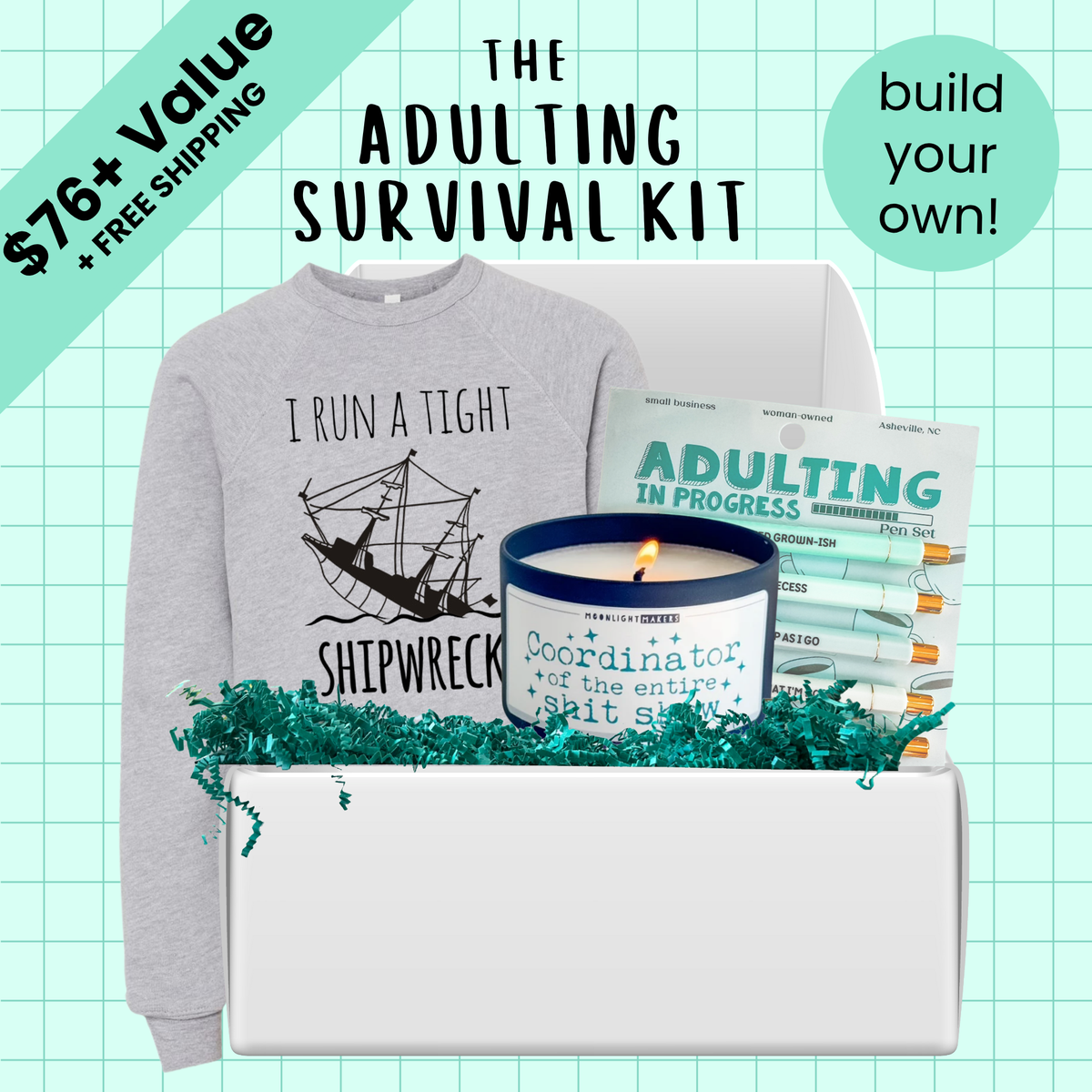 Adulting Survival Kit Gift Box – Moonlight Makers Retail