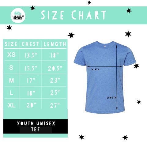 the size chart for a t - shirt