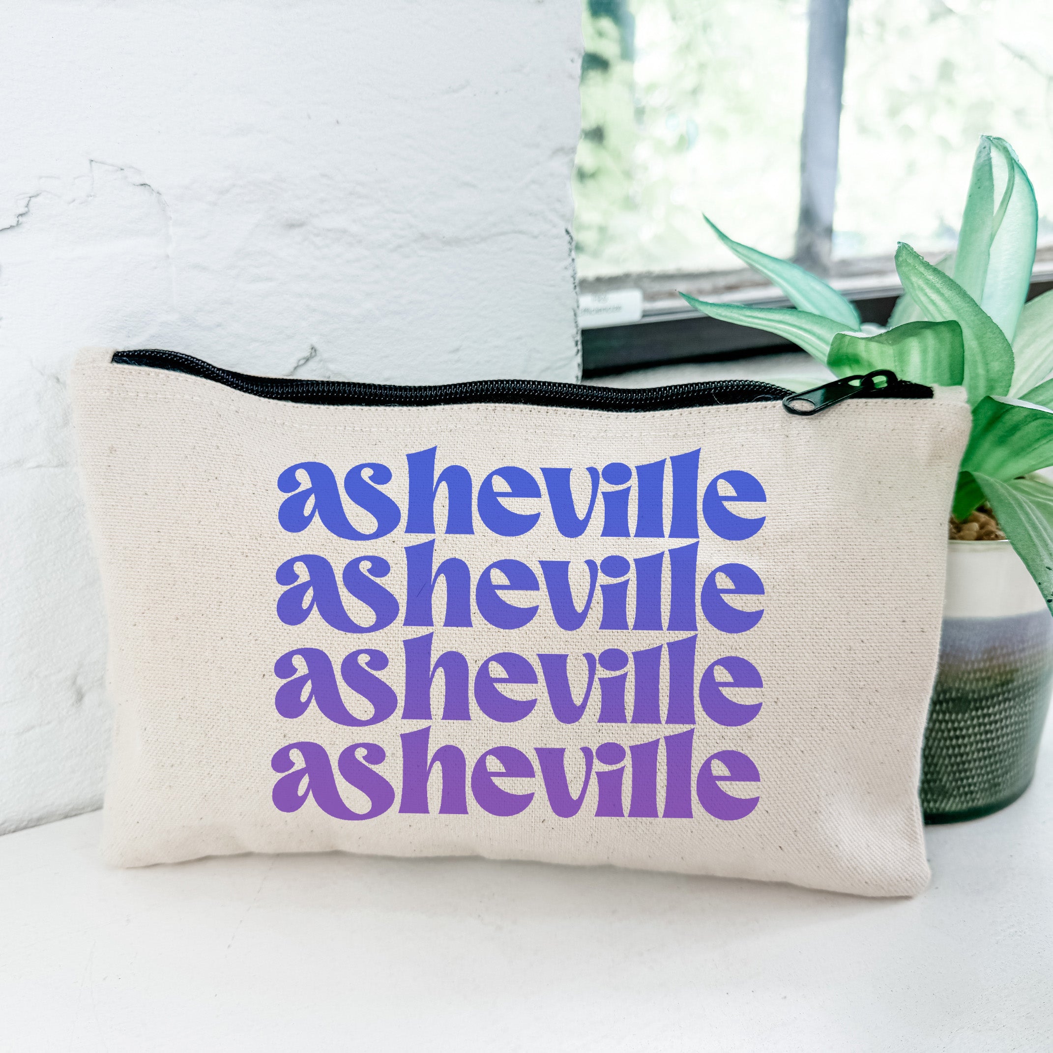Asheville - Zipper Pouch - Ombre Cities Collection - Blue, Green, or Orange