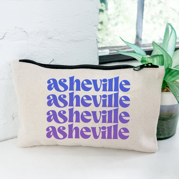 Asheville - Zipper Pouch - Ombre Cities Collection - Blue, Green, or Orange
