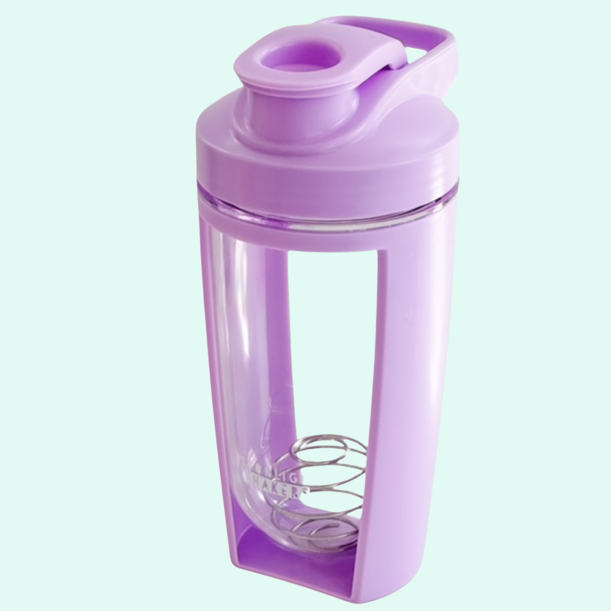 a purple blender sitting on top of a white table