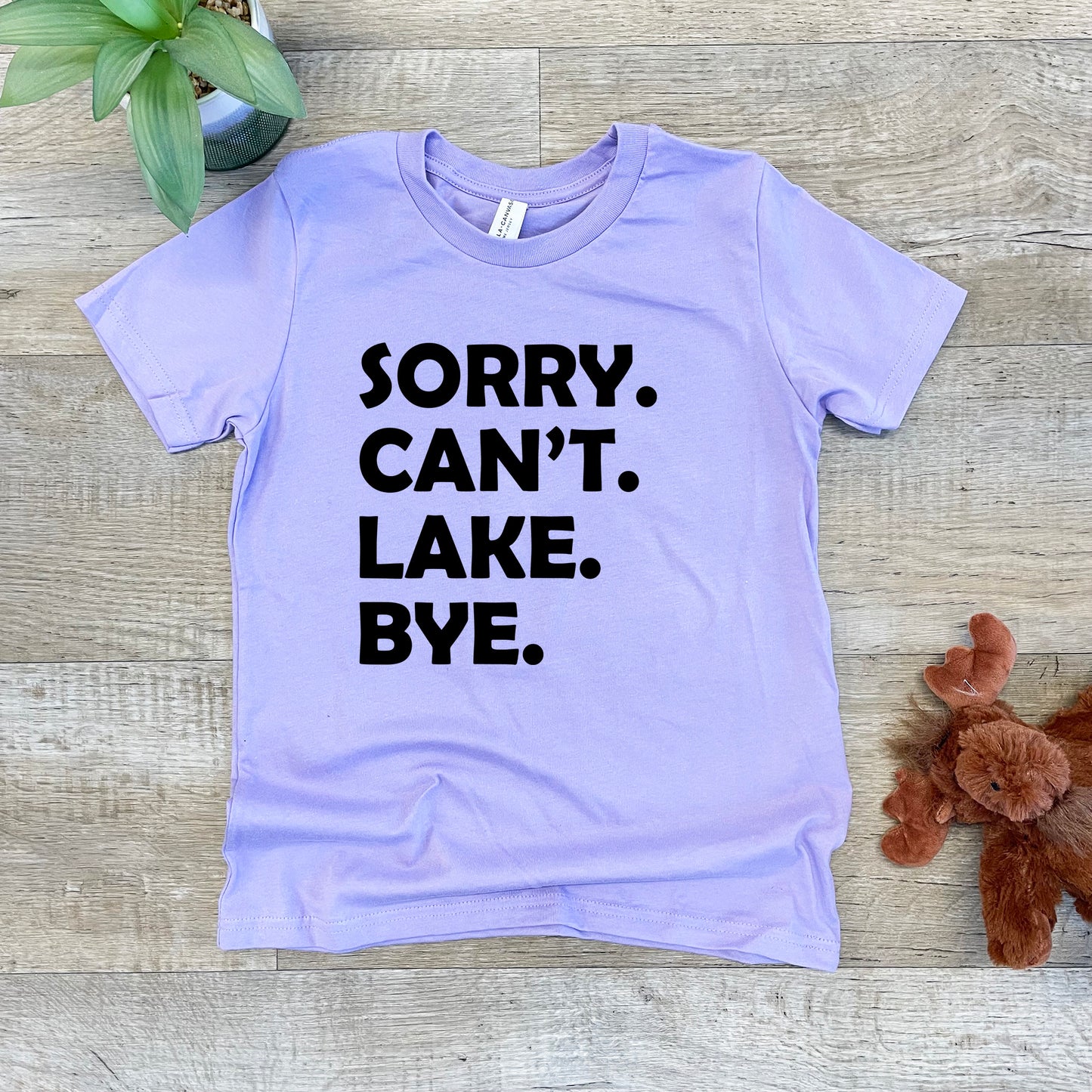 a t - shirt that says sorry can't lake bye next to a teddy