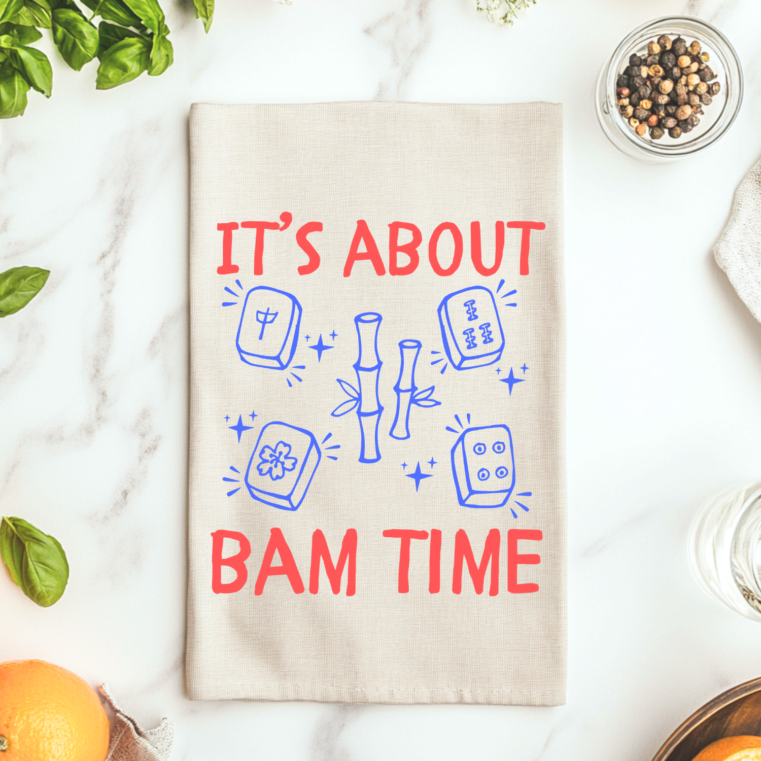 It's About Bam Time Kitchen Towel - Mahjong