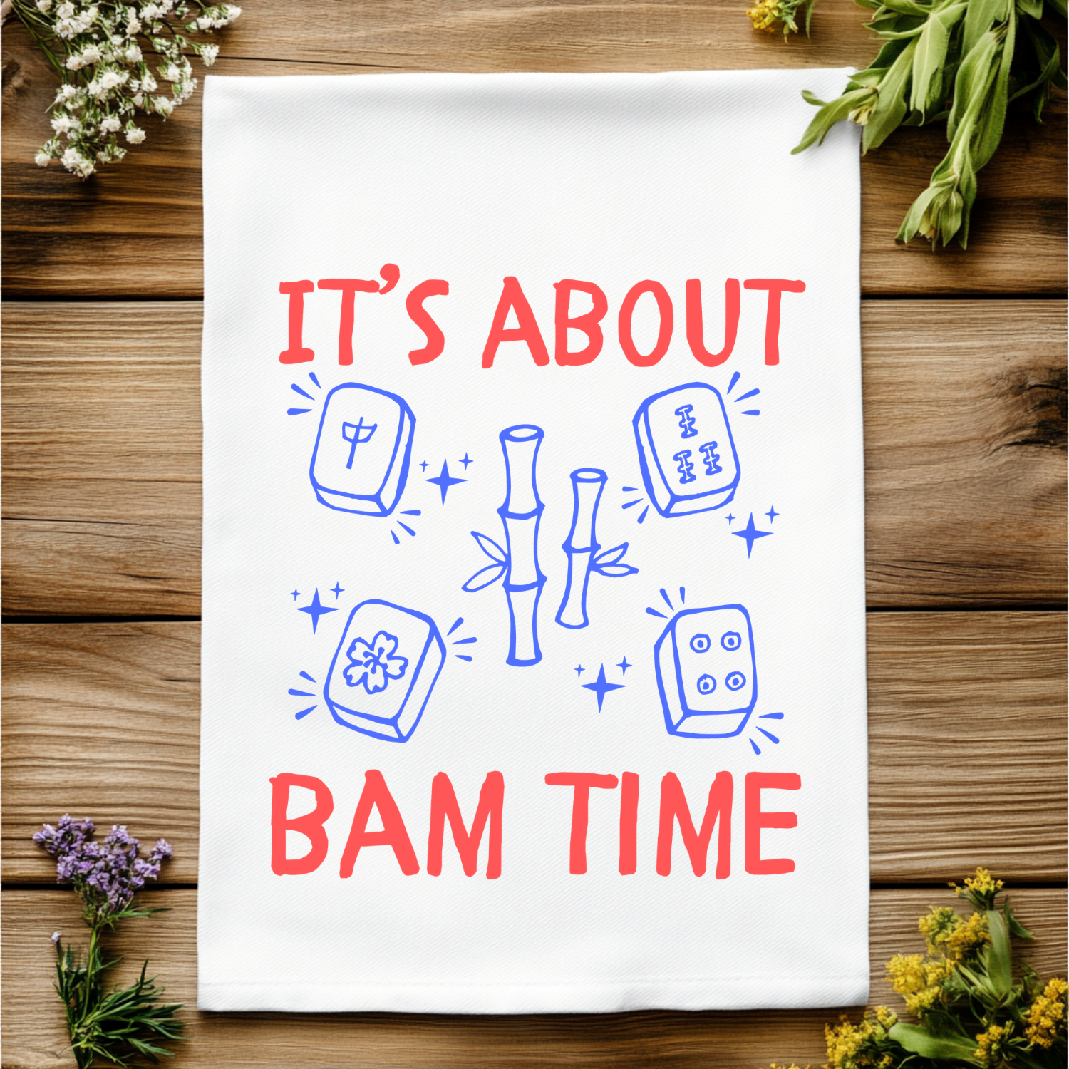 It's About Bam Time Kitchen Towel - Mahjong