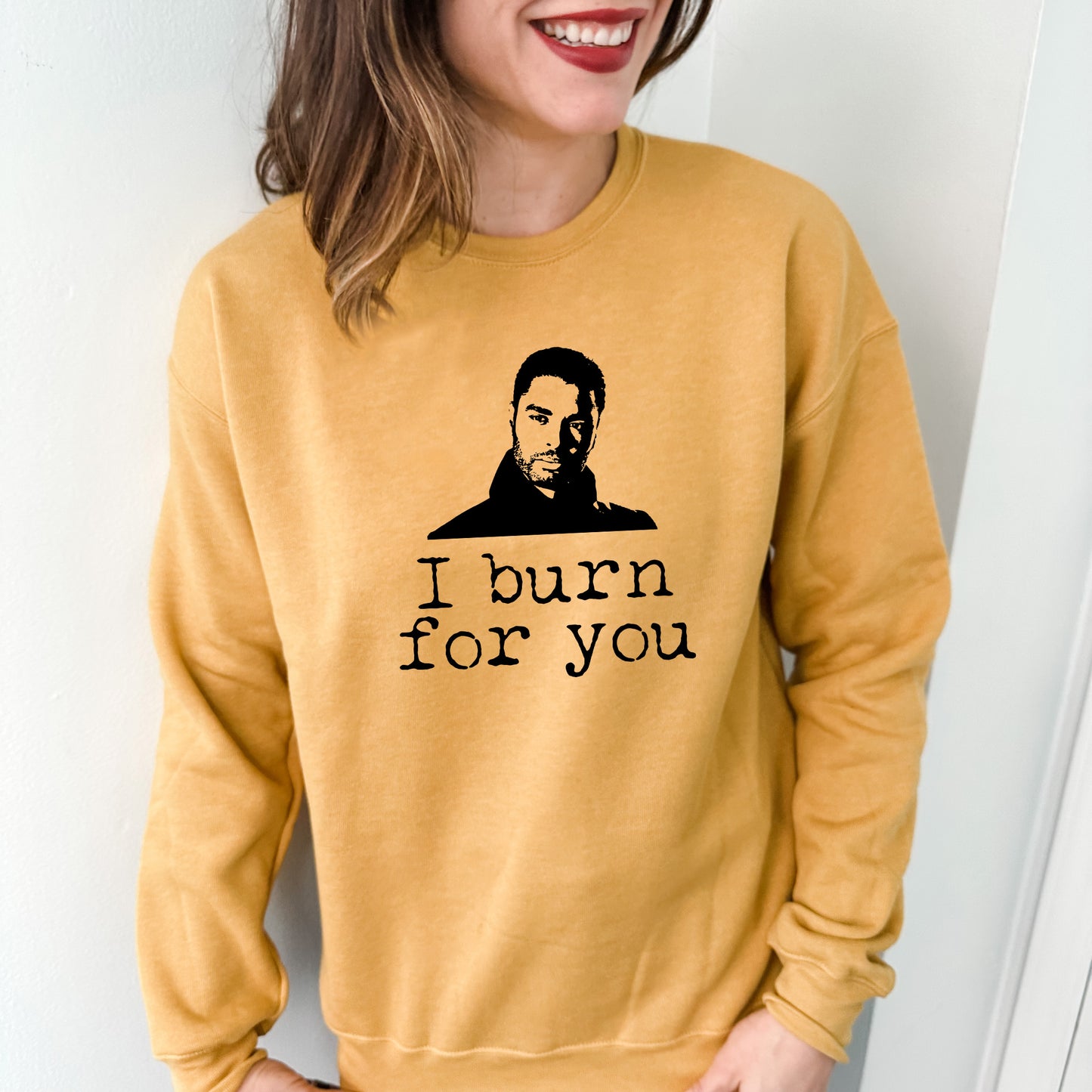 Bridgerton - I Burn For You - Unisex Sweatshirt - Heather Gray, Dusty Blue, Mauve, or Gold