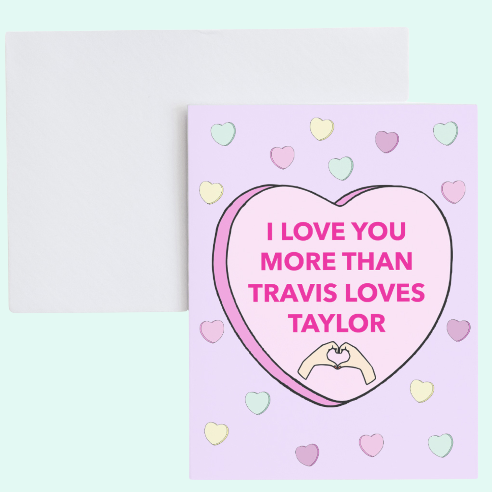a card with a pink heart on it