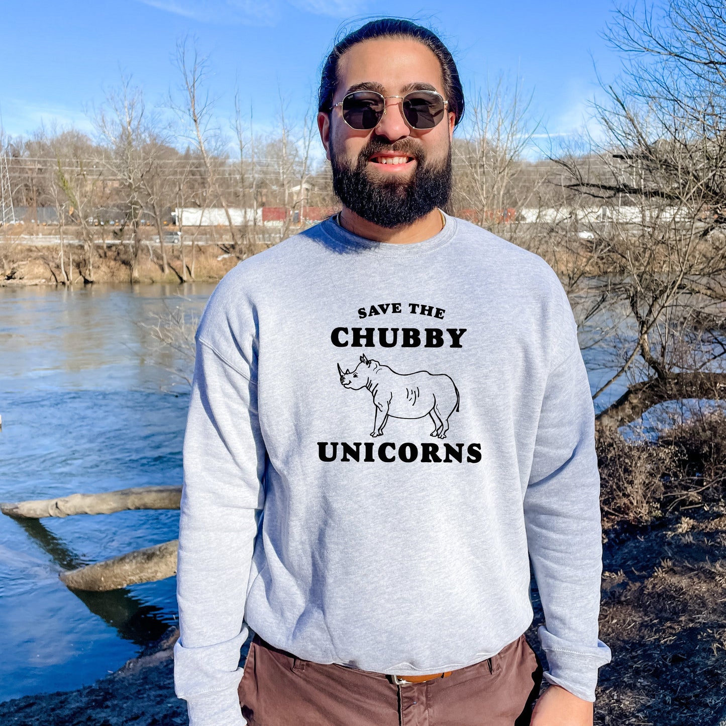 Save The Chubby Unicorns - Unisex Sweatshirt - Heather Gray, Dusty Blue, Mauve, or Gold