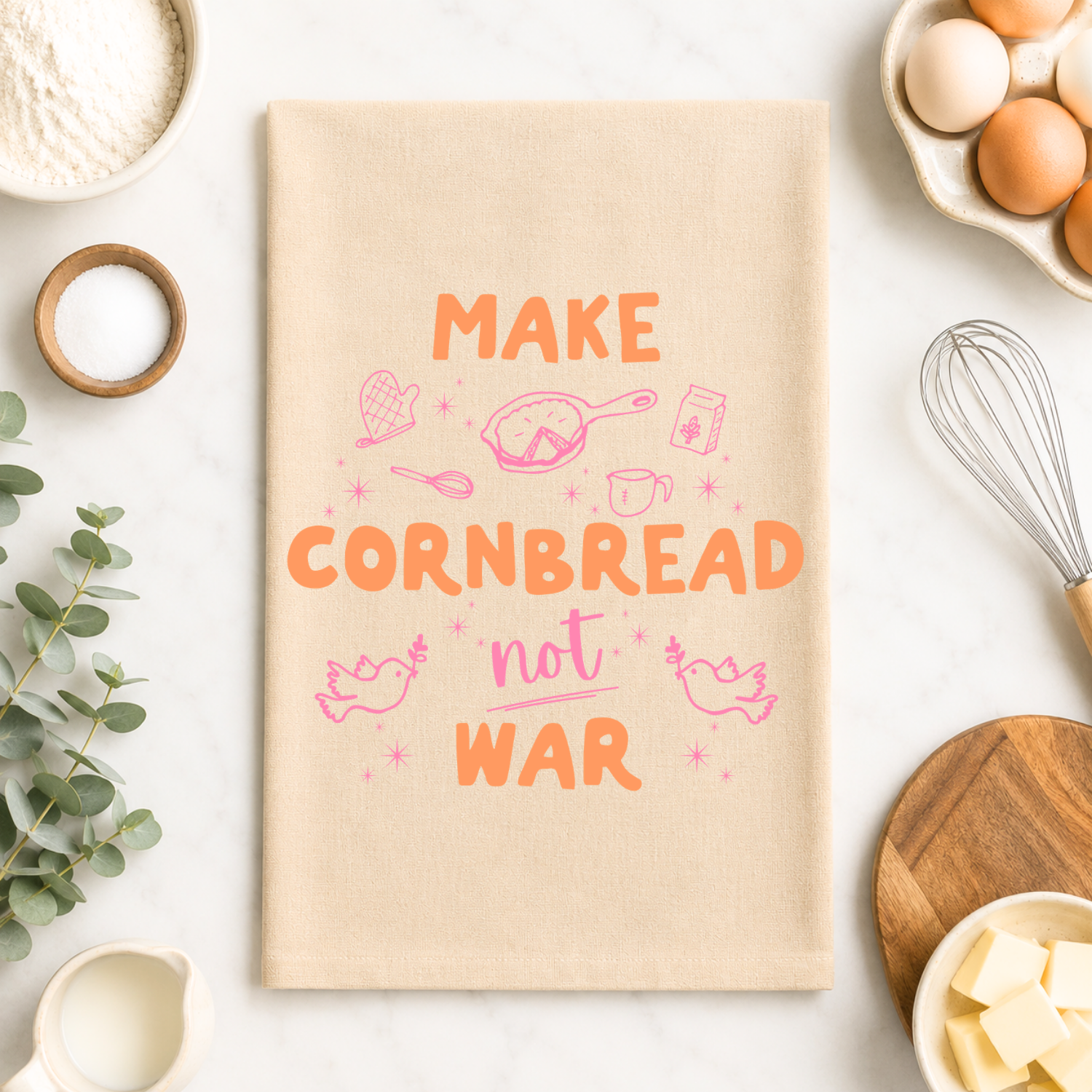 Make Cornbread Not War Kitchen Towel