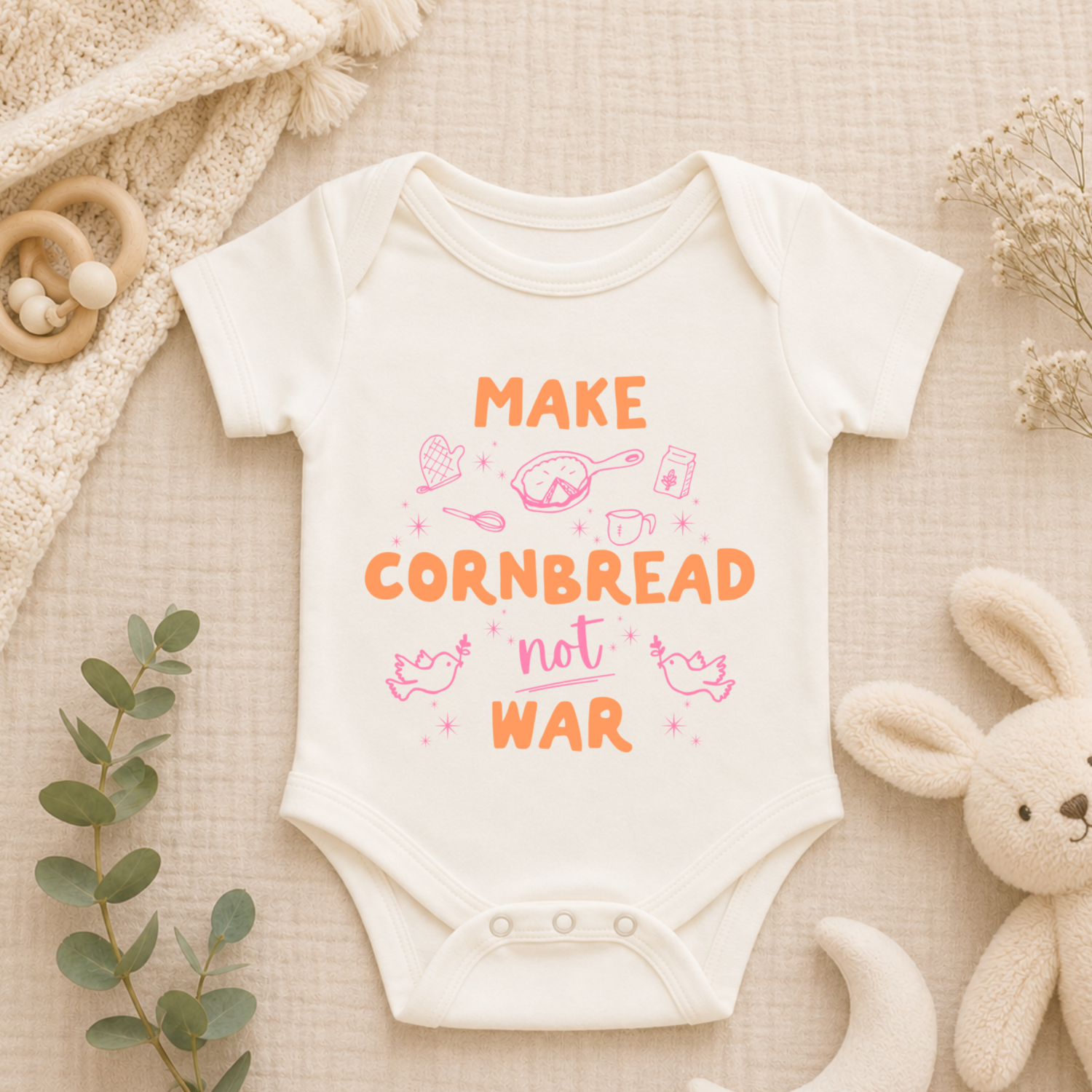 Make Cornbread Not War - Baby Onesie