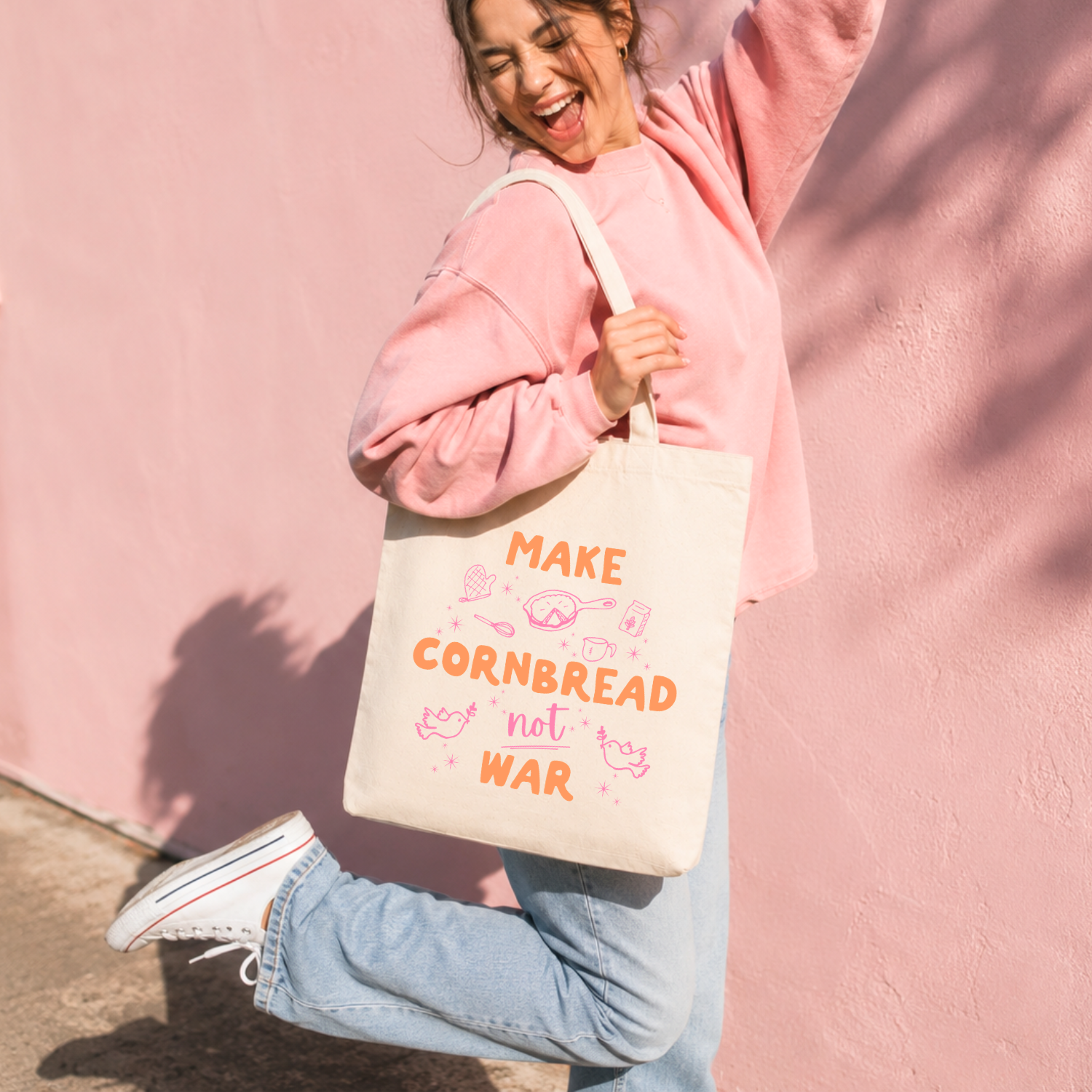 Make Cornbread Not War Tote Bag