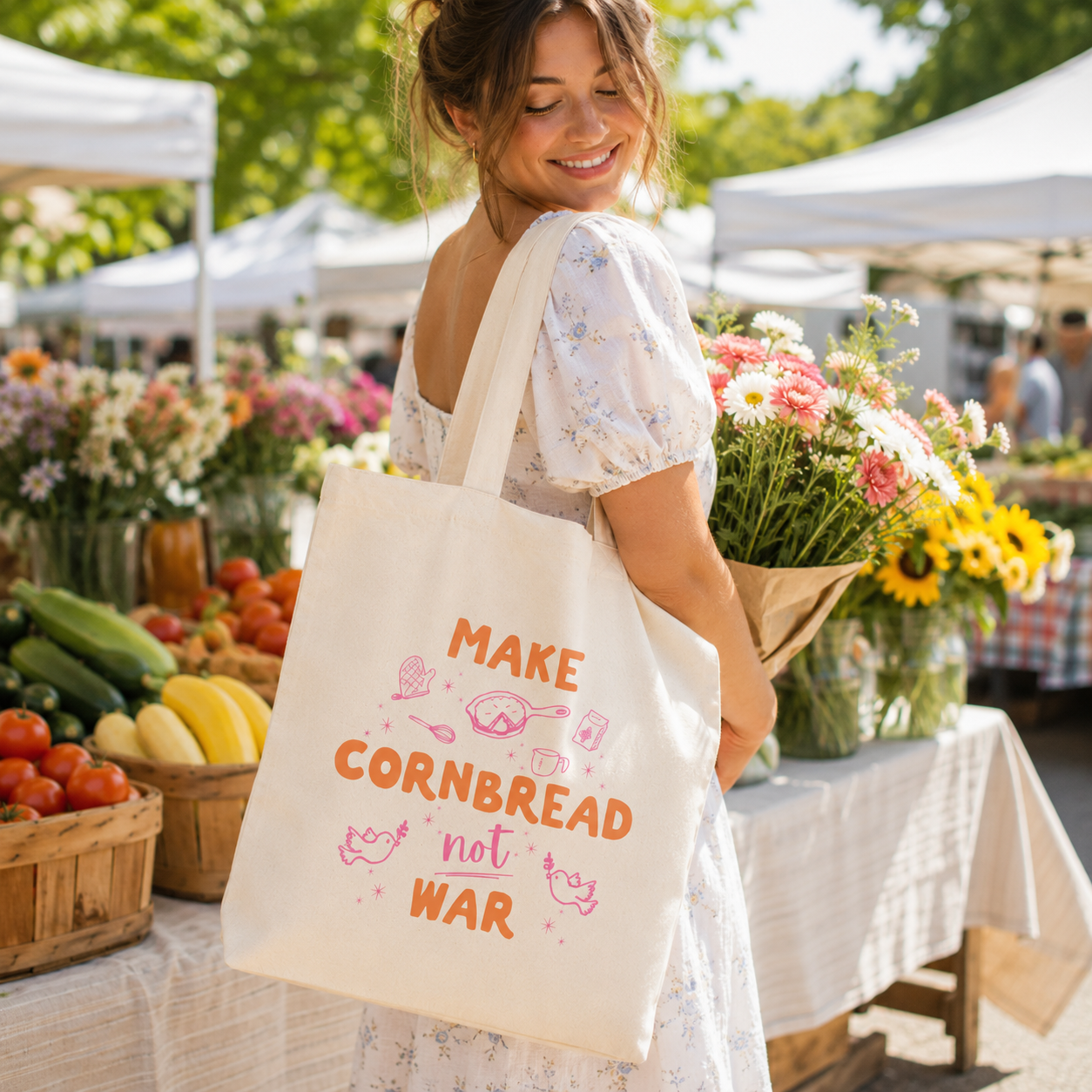 Make Cornbread Not War Tote Bag