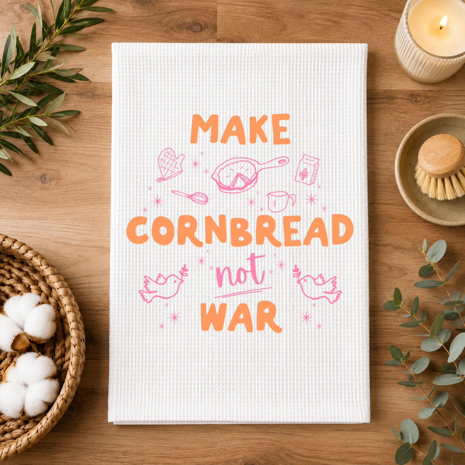 Make Cornbread Not War Kitchen Towel