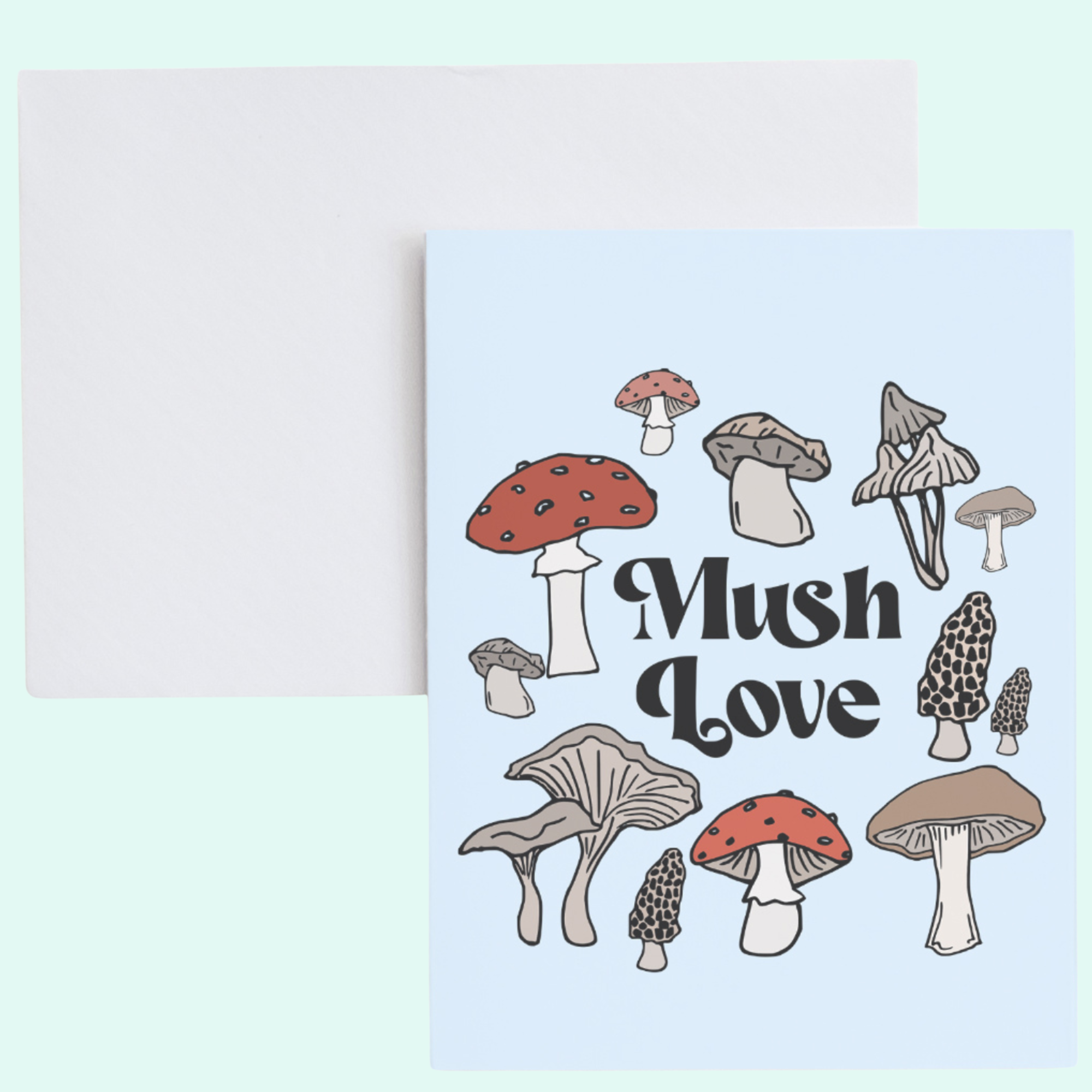 a greeting card with mushrooms on it