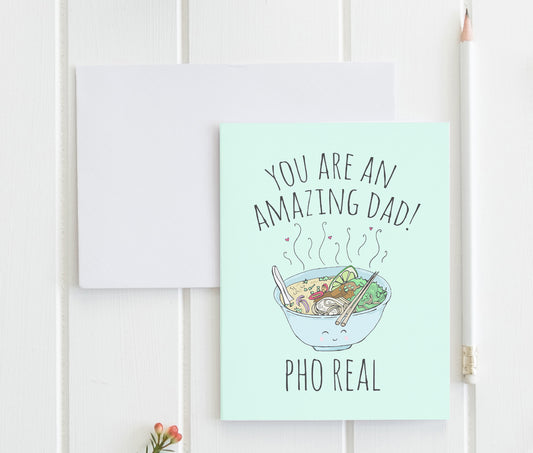 a greeting card with a bowl of soup on it