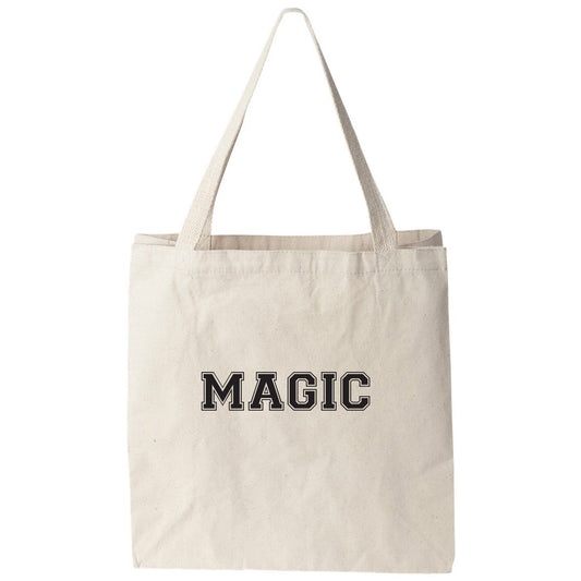 a white bag with the word magic printed on it