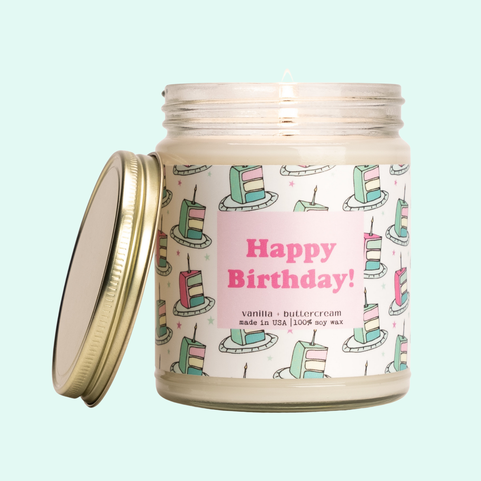 a jar of birthday candles with a lid