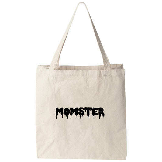 a tote bag with the word monster printed on it