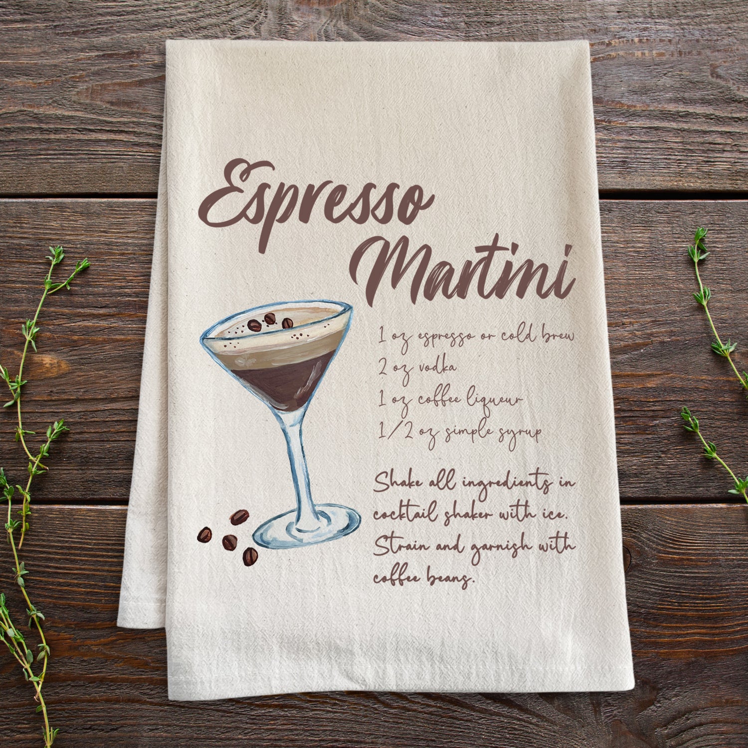Espresso Martini - Watercolor Cocktail Kitchen Towel - MoonlightMakers