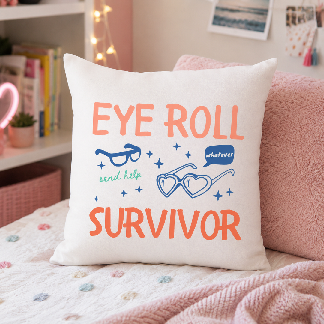 Eye Roll Survivor Throw Pillow