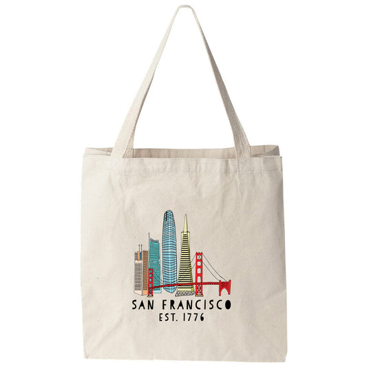 a san francisco tote bag on a white background