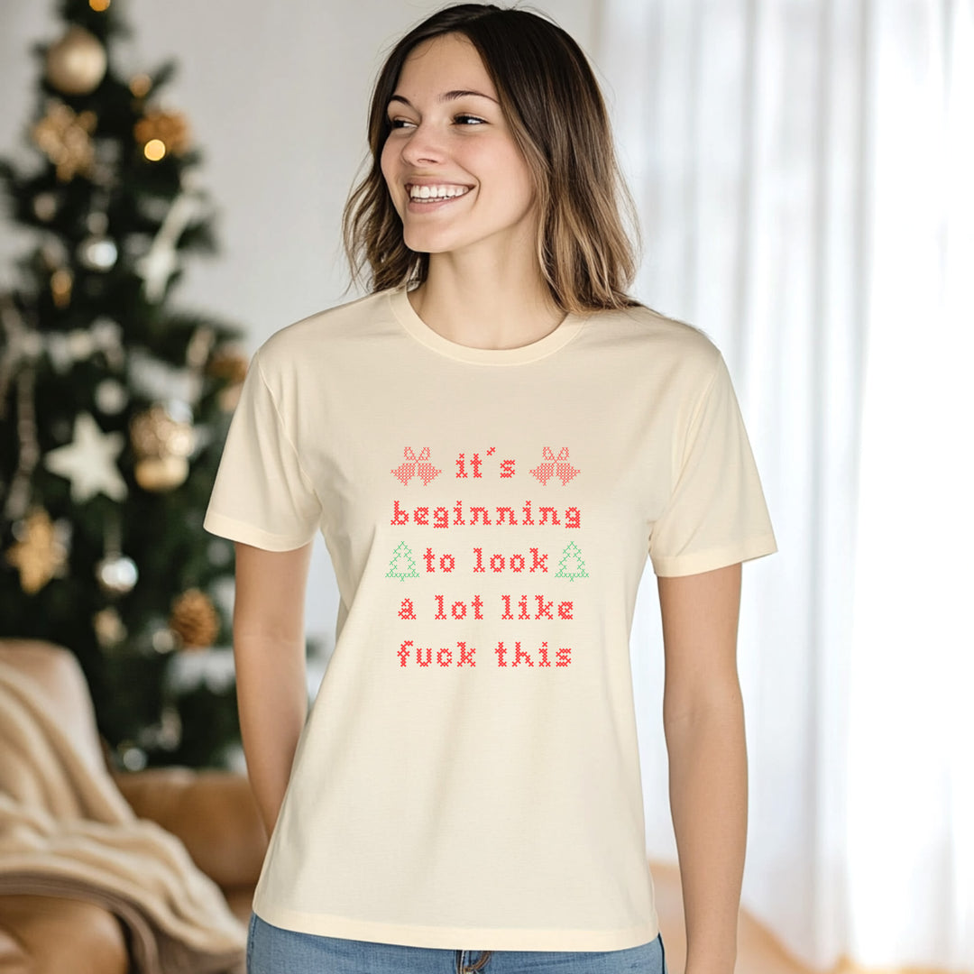 It's Beginning To Look A Lot Like F This - Christmas Men's / Unisex Tee - Oatmeal