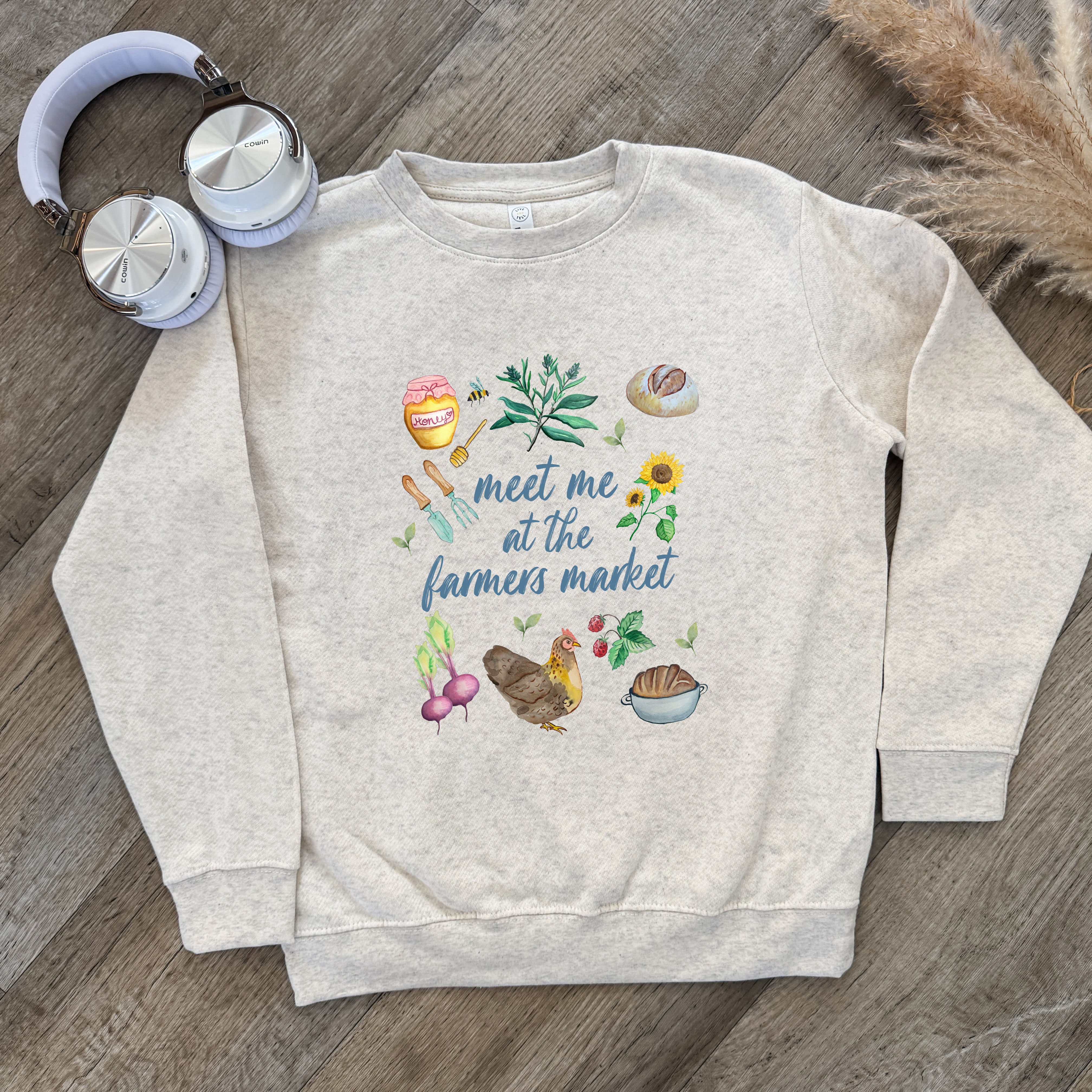 Meet Me At The Farmers Market - Kid's Sweatshirt - Oatmeal