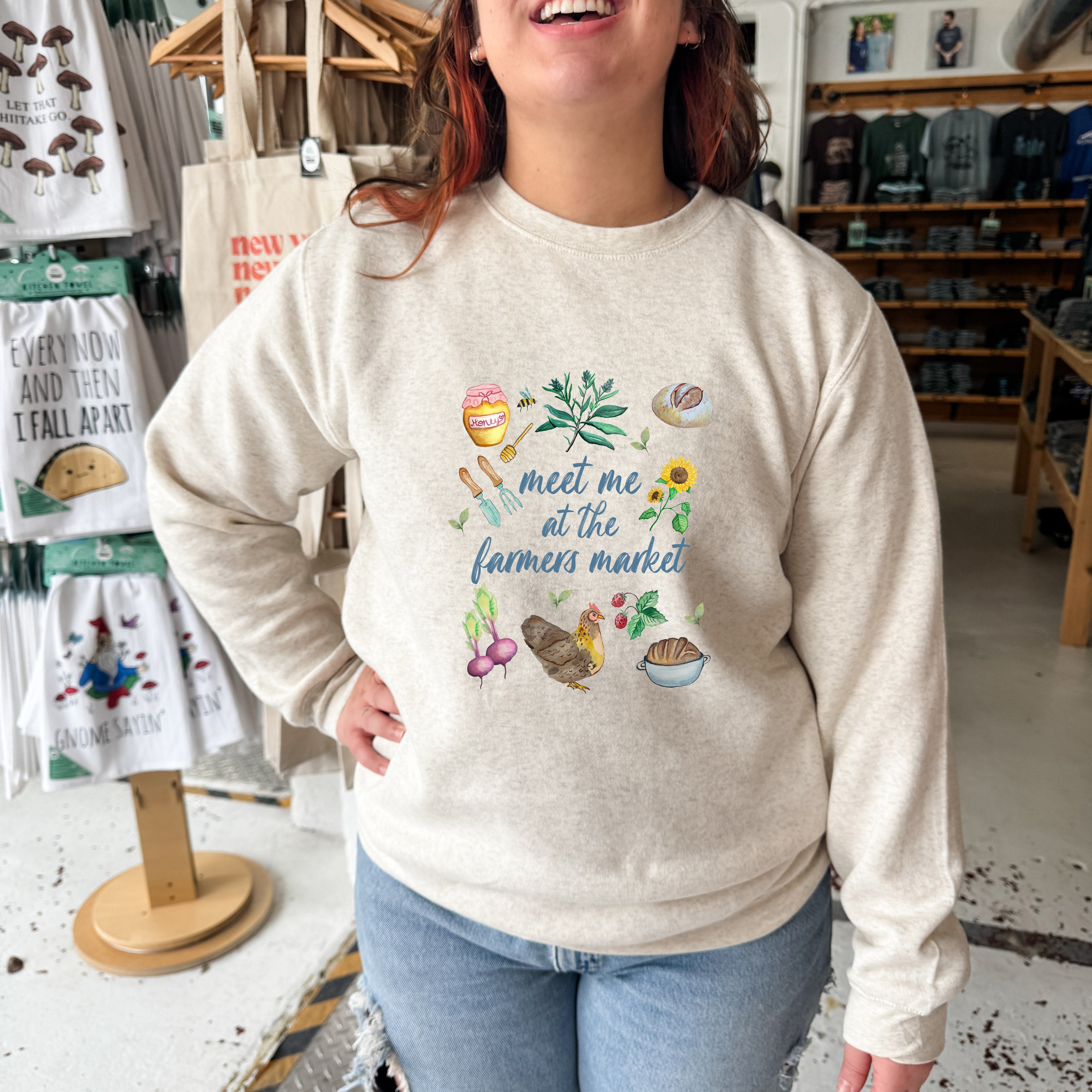 Meet Me At The Farmers Market - Unisex Sweatshirt - Oatmeal