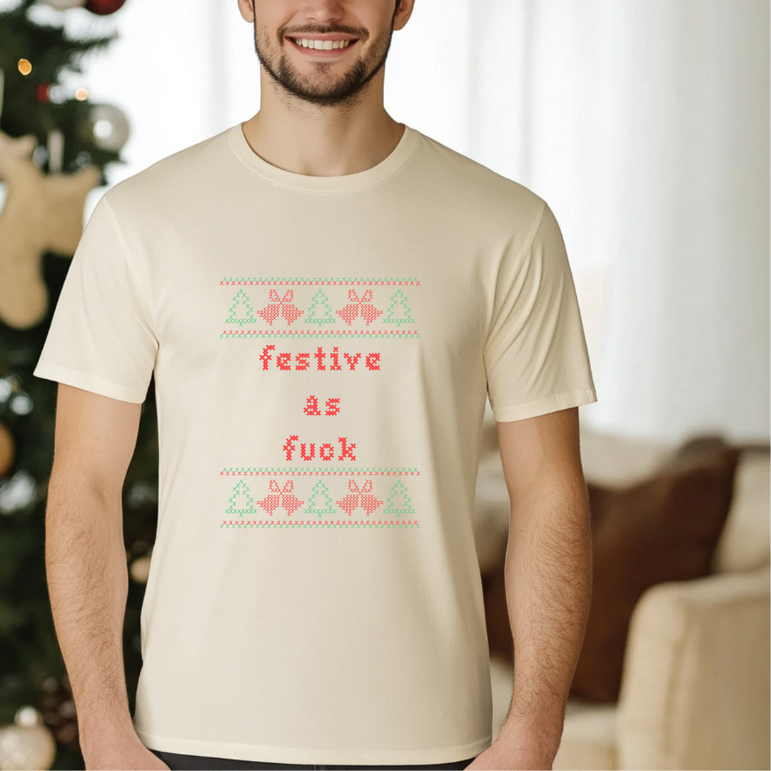 Festive As F - Christmas Men's / Unisex Tee - Oatmeal