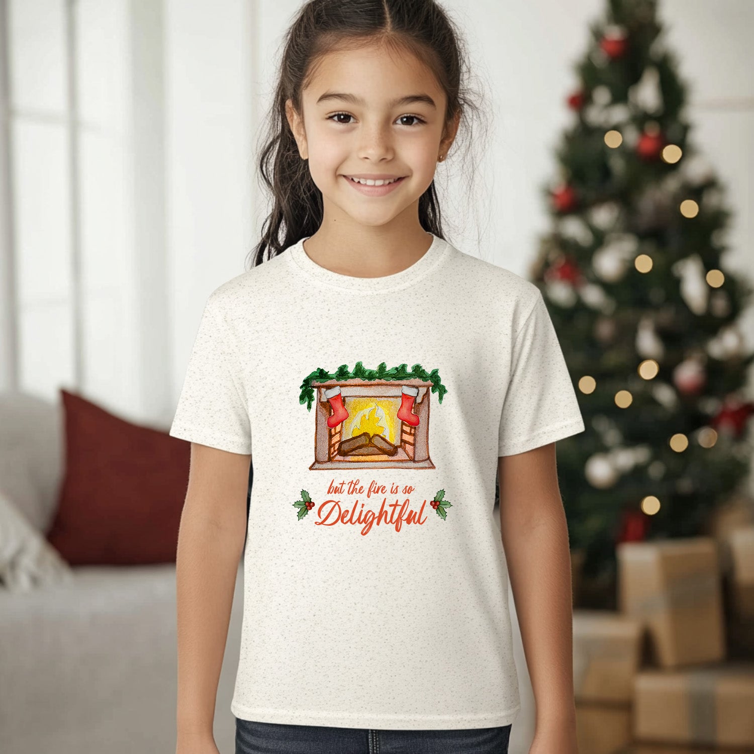 But The Fire Is So Delightful - Christmas Kid's Tee - Oatmeal