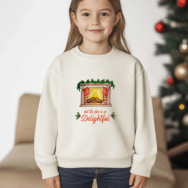 But The Fire Is So Delightful - Christmas Kid's Sweatshirt - Oatmeal