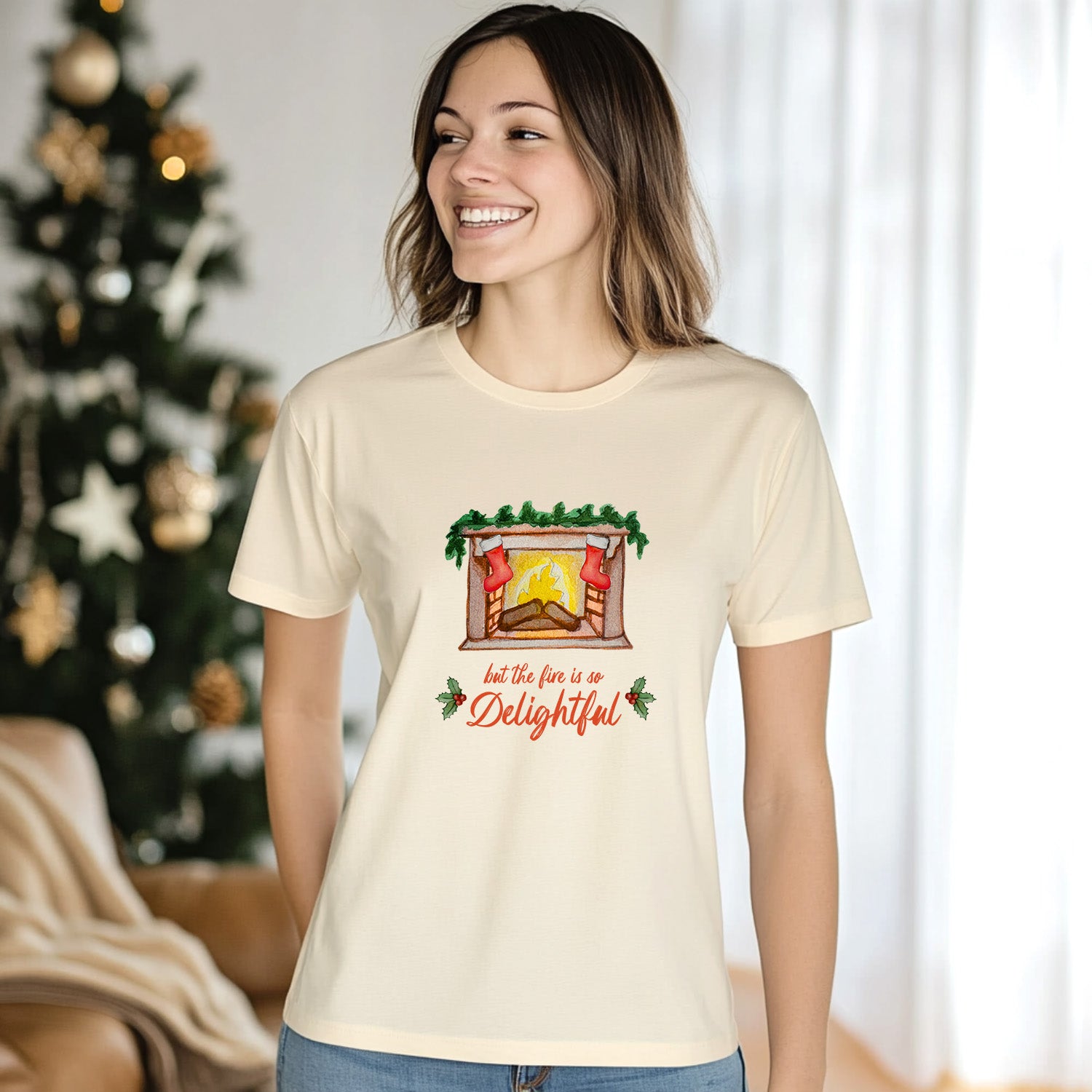 But The Fire Is So Delightful - Christmas Men's / Unisex Tee - Oatmeal