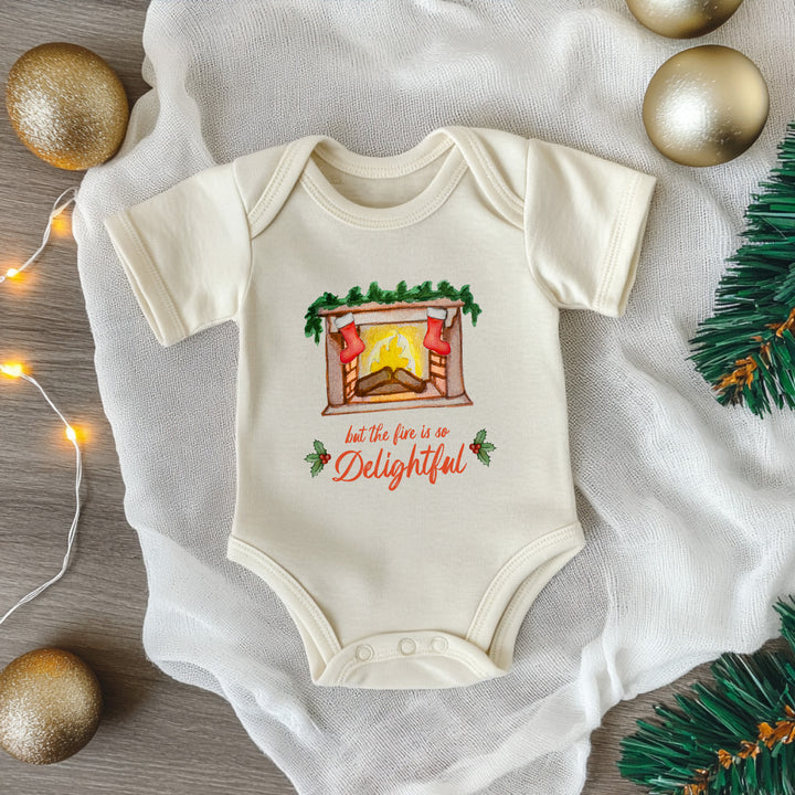 But The Fire Is So Delightful - Christmas Onesie - Oatmeal