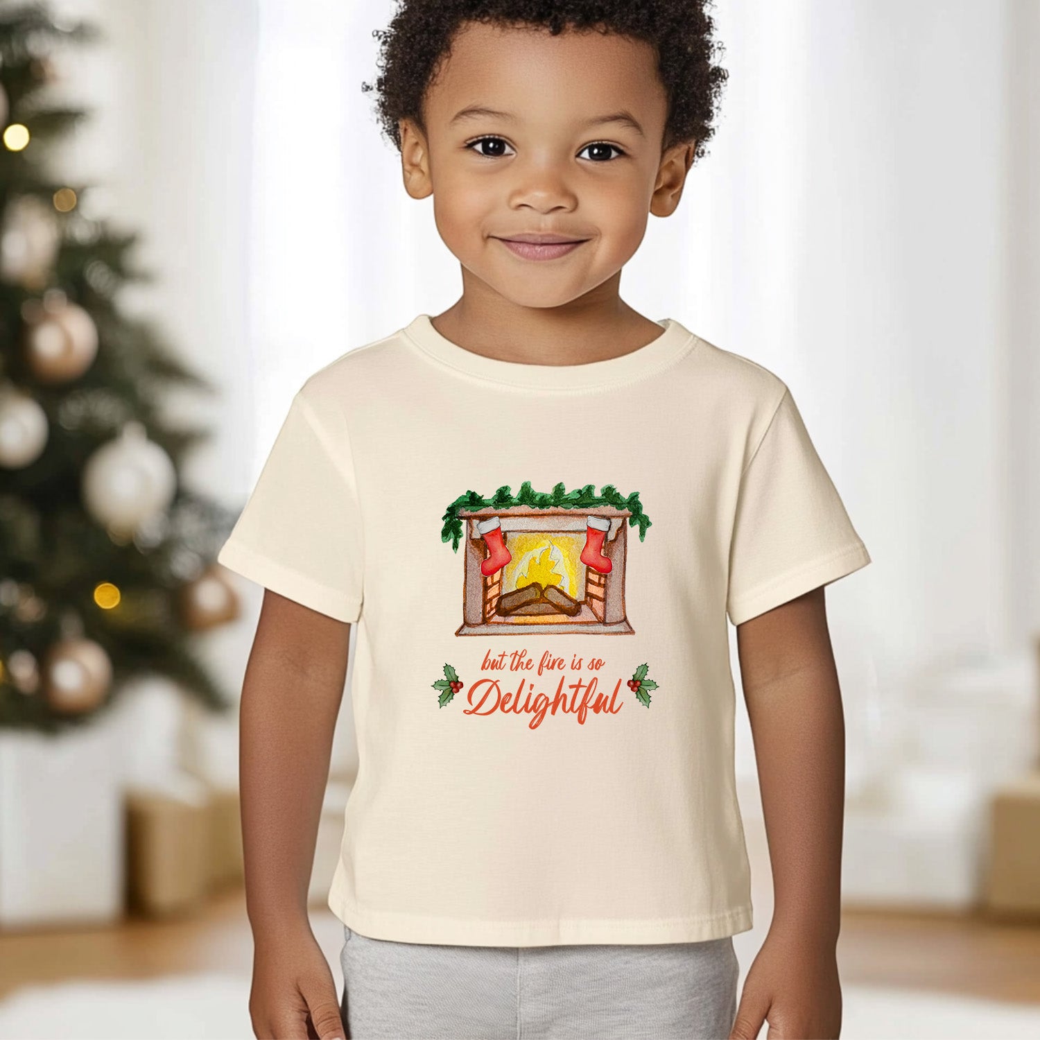 But The Fire Is So Delightful - Christmas Toddler Tee - Oatmeal