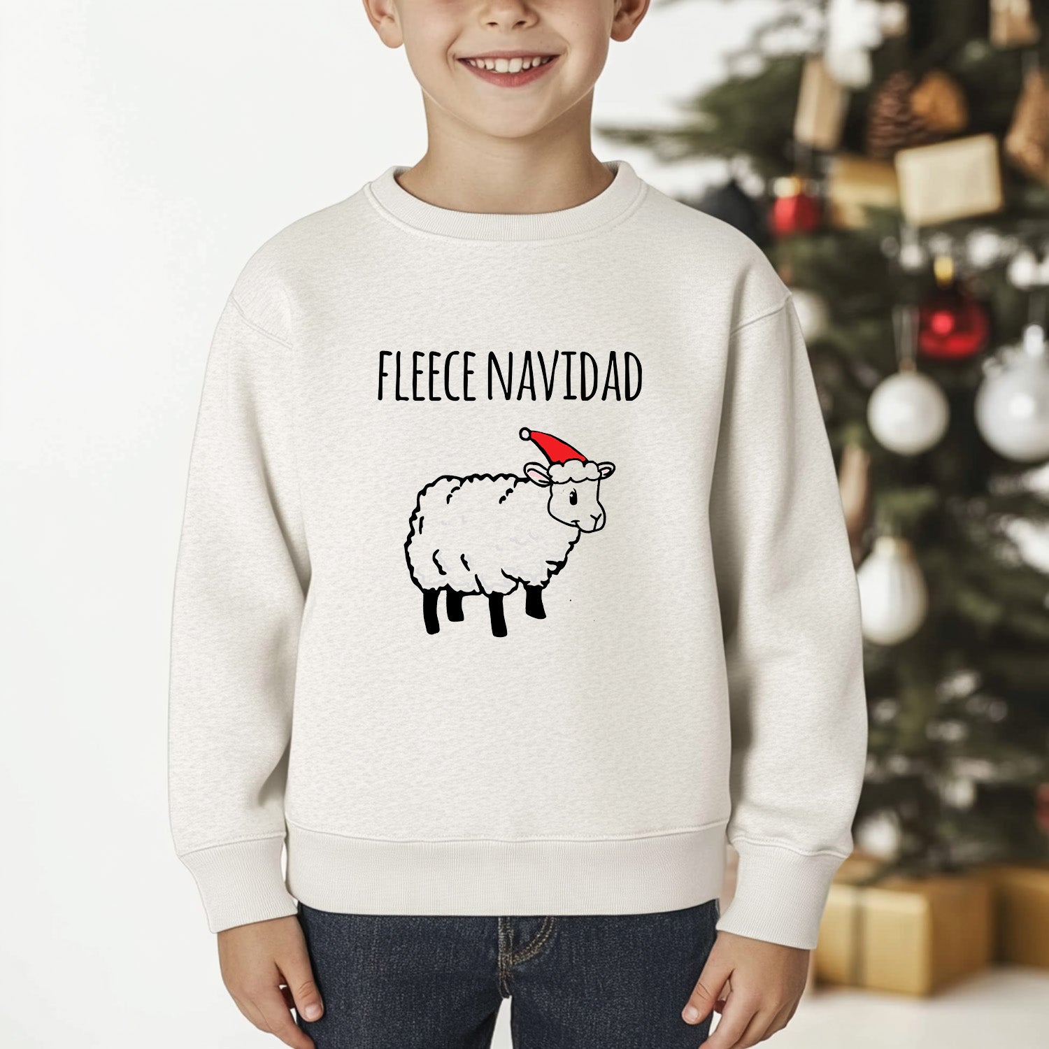 Fleece Navidad - Christmas Kid's Sweatshirt - Oatmeal