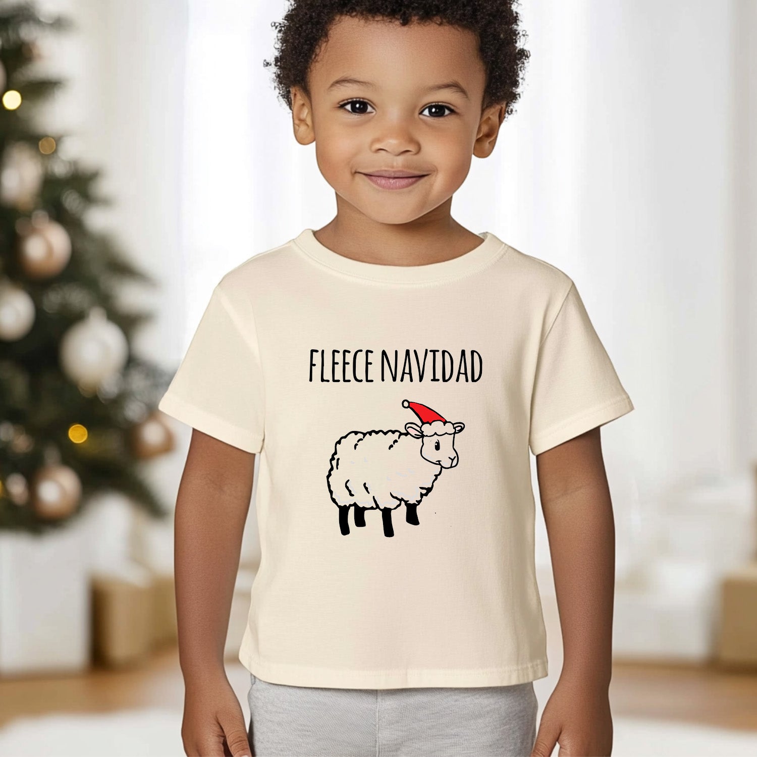 Fleece Navidad - Christmas Toddler Tee - Oatmeal