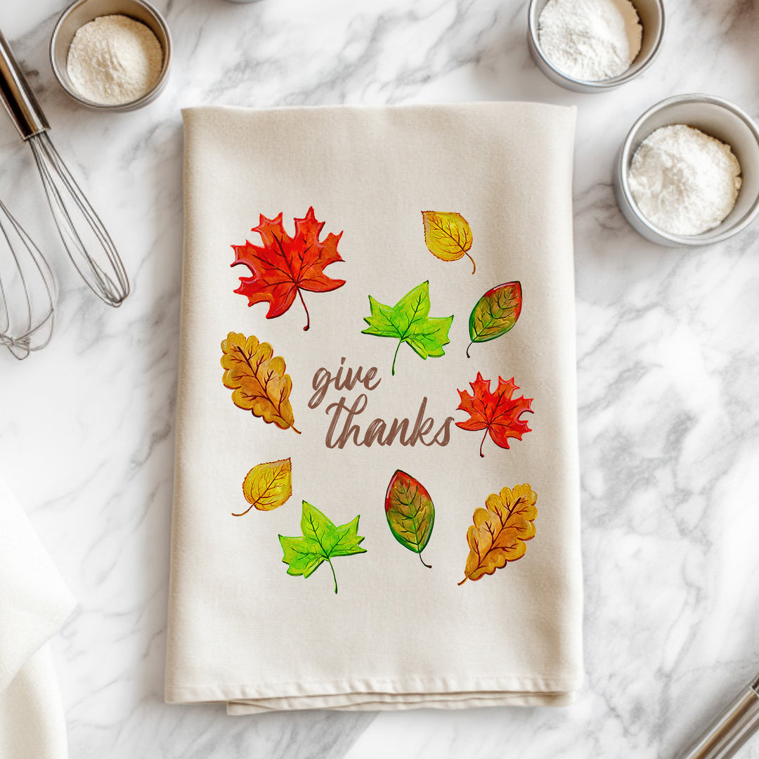 Give Thanks - Watercolor Kitchen Towel