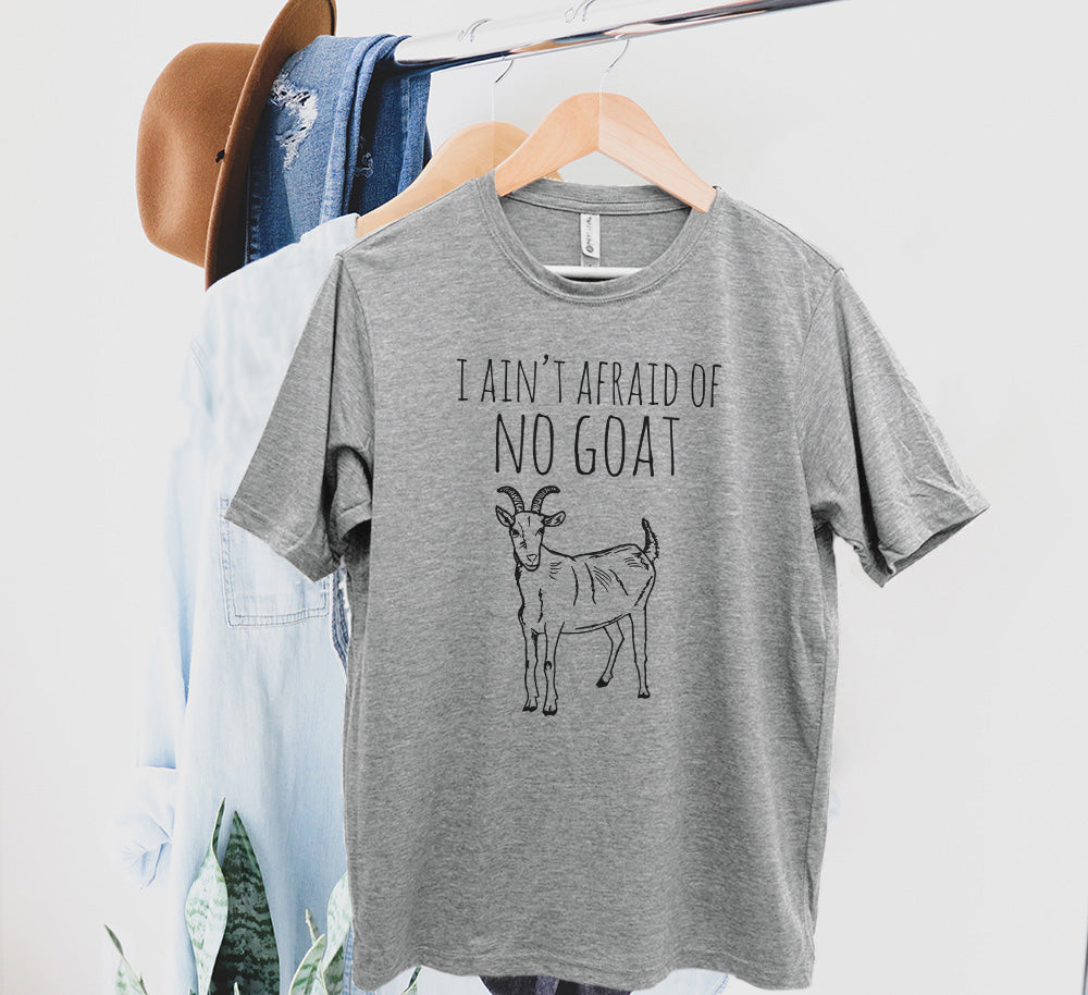 I Ain't Afraid of No Goat - Men's / Unisex Tee - Stonewash Blue, Sage, Lavender, or Heather Gray