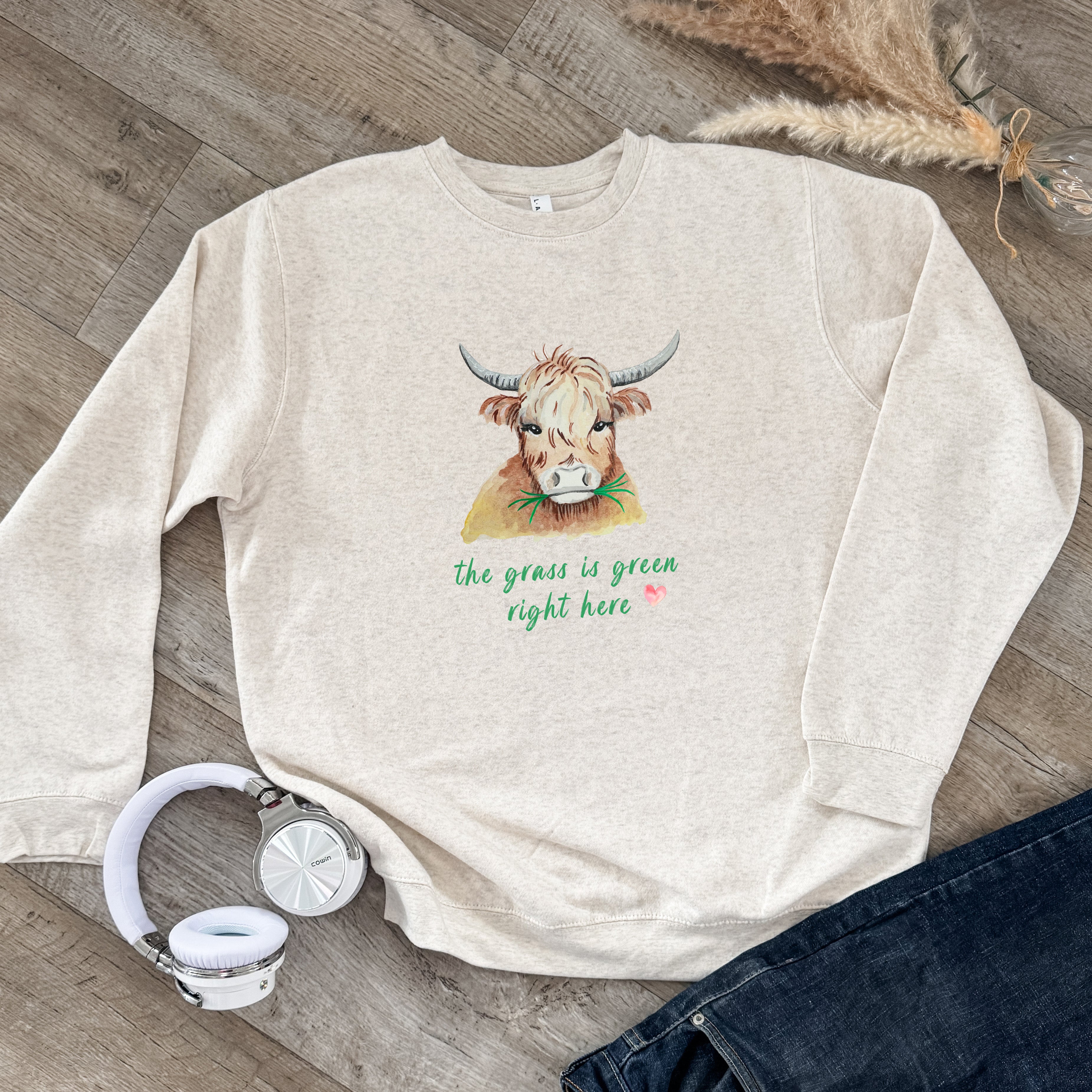 The Grass Is Green Right Here - Unisex Sweatshirt - Oatmeal