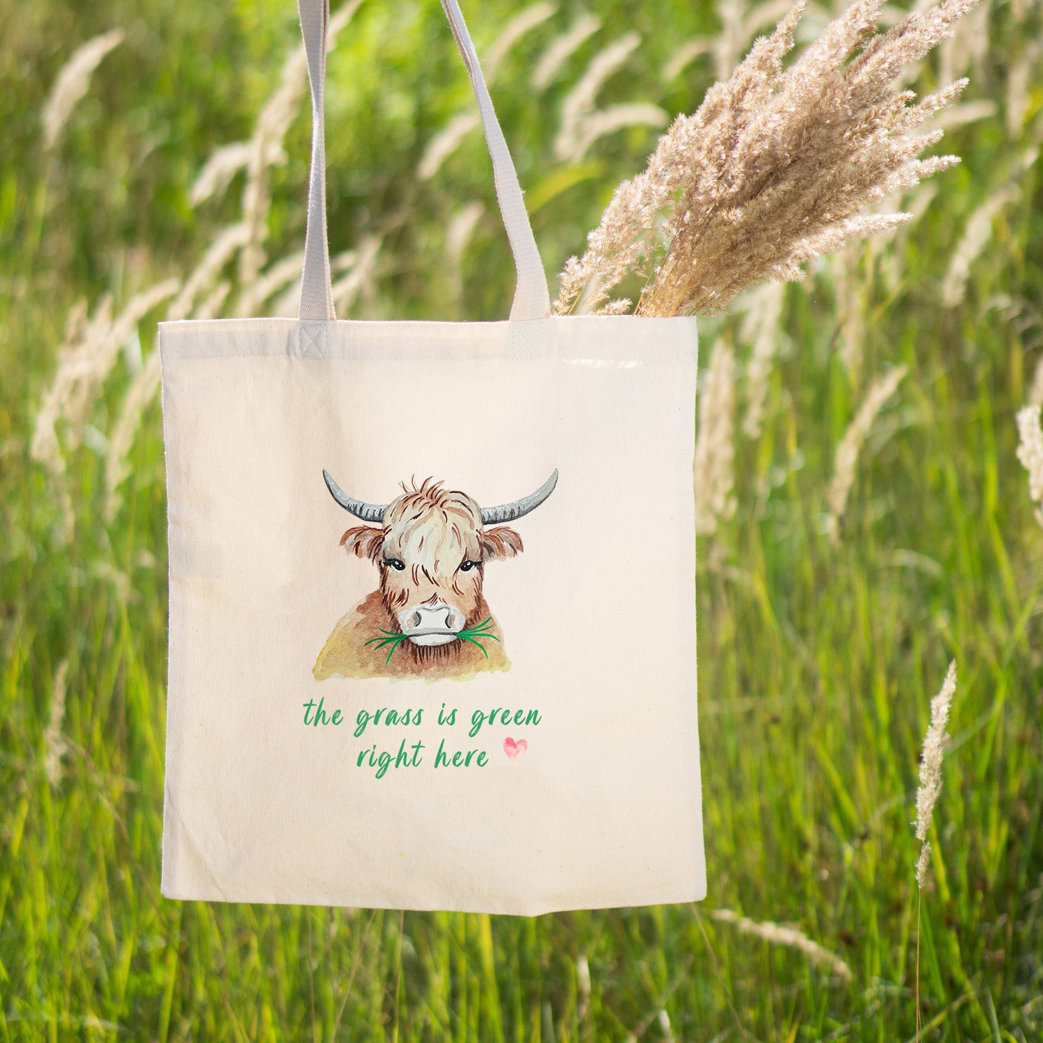 The Grass Is Green Right Here Watercolor Tote Bag