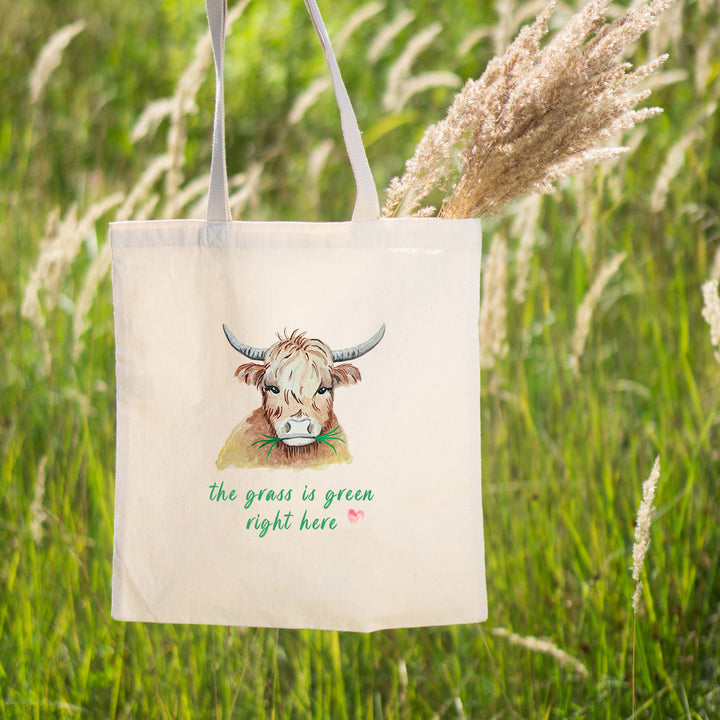 The Grass Is Green Right Here Watercolor Tote Bag