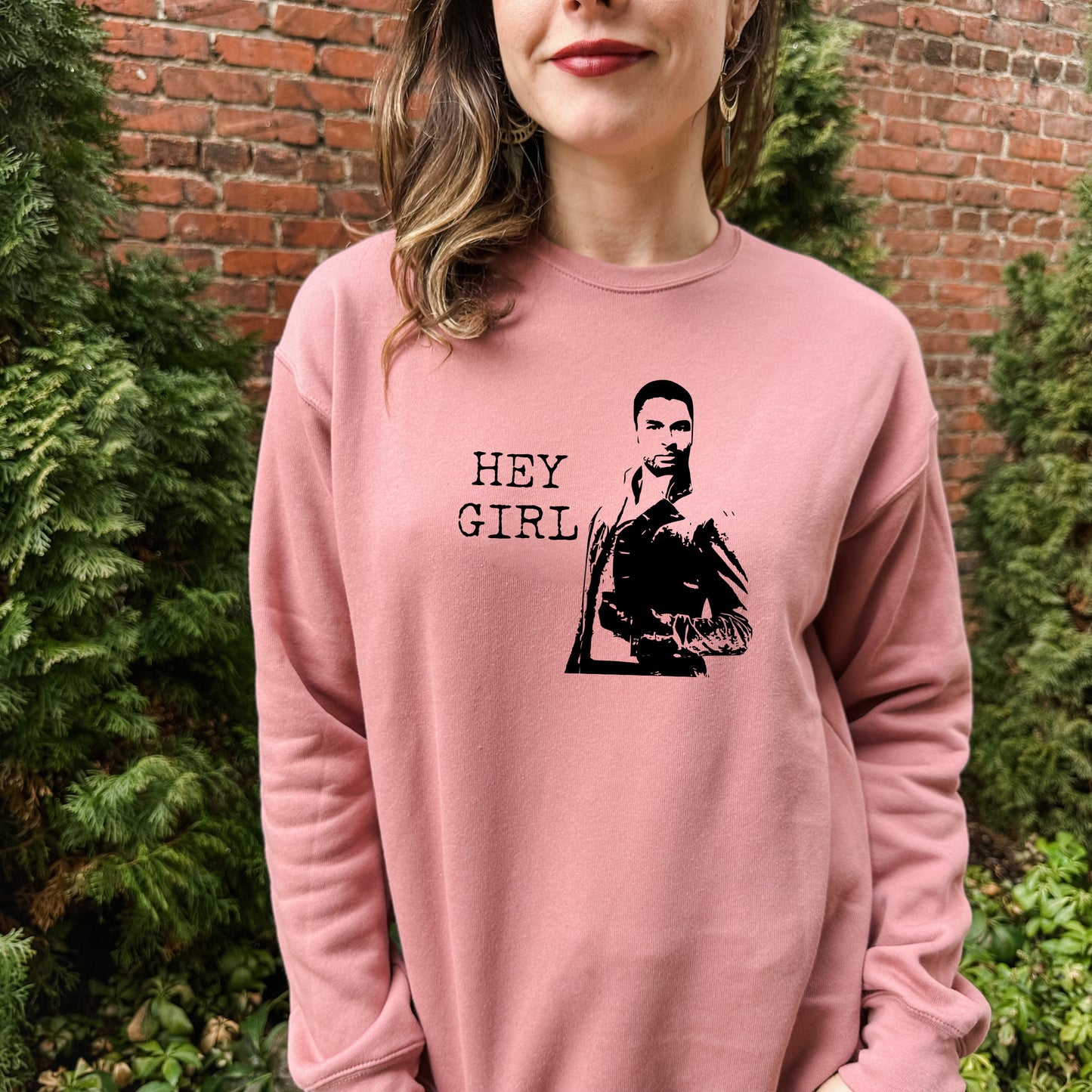 Bridgerton - Hey Girl - Unisex Sweatshirt - Heather Gray, Dusty Blue, Mauve, or Gold