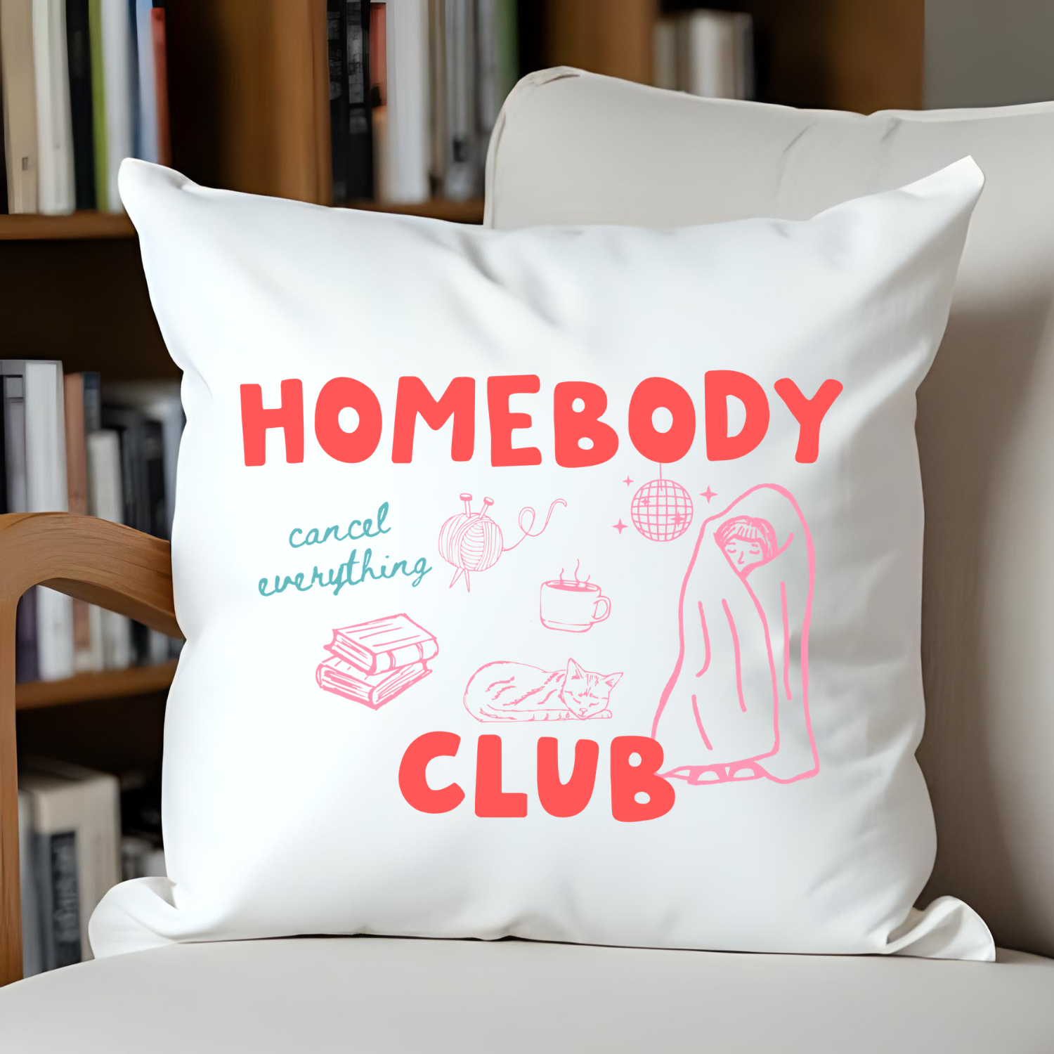 Homebody Club Throw Pillow