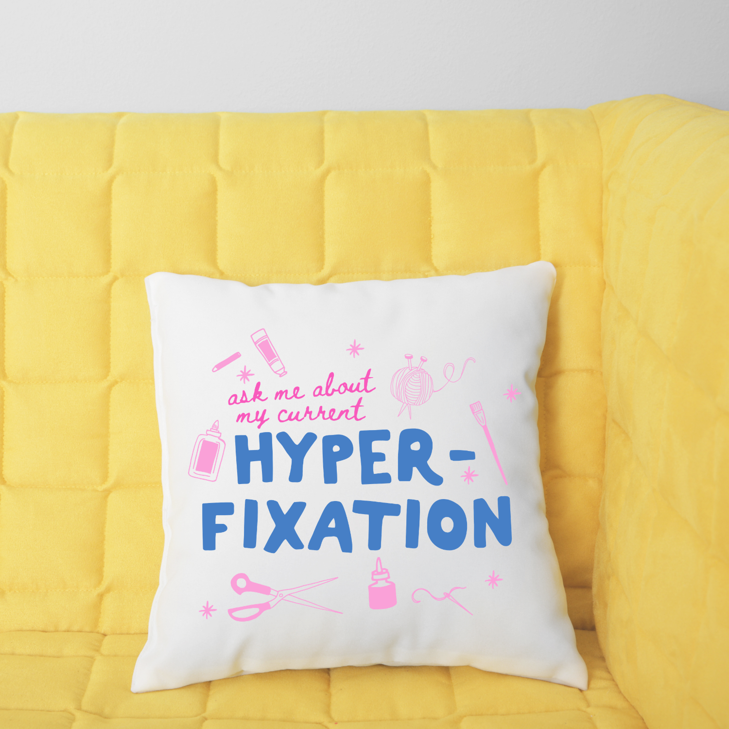 Ask Me About My Current Hyperfixation Throw Pillow