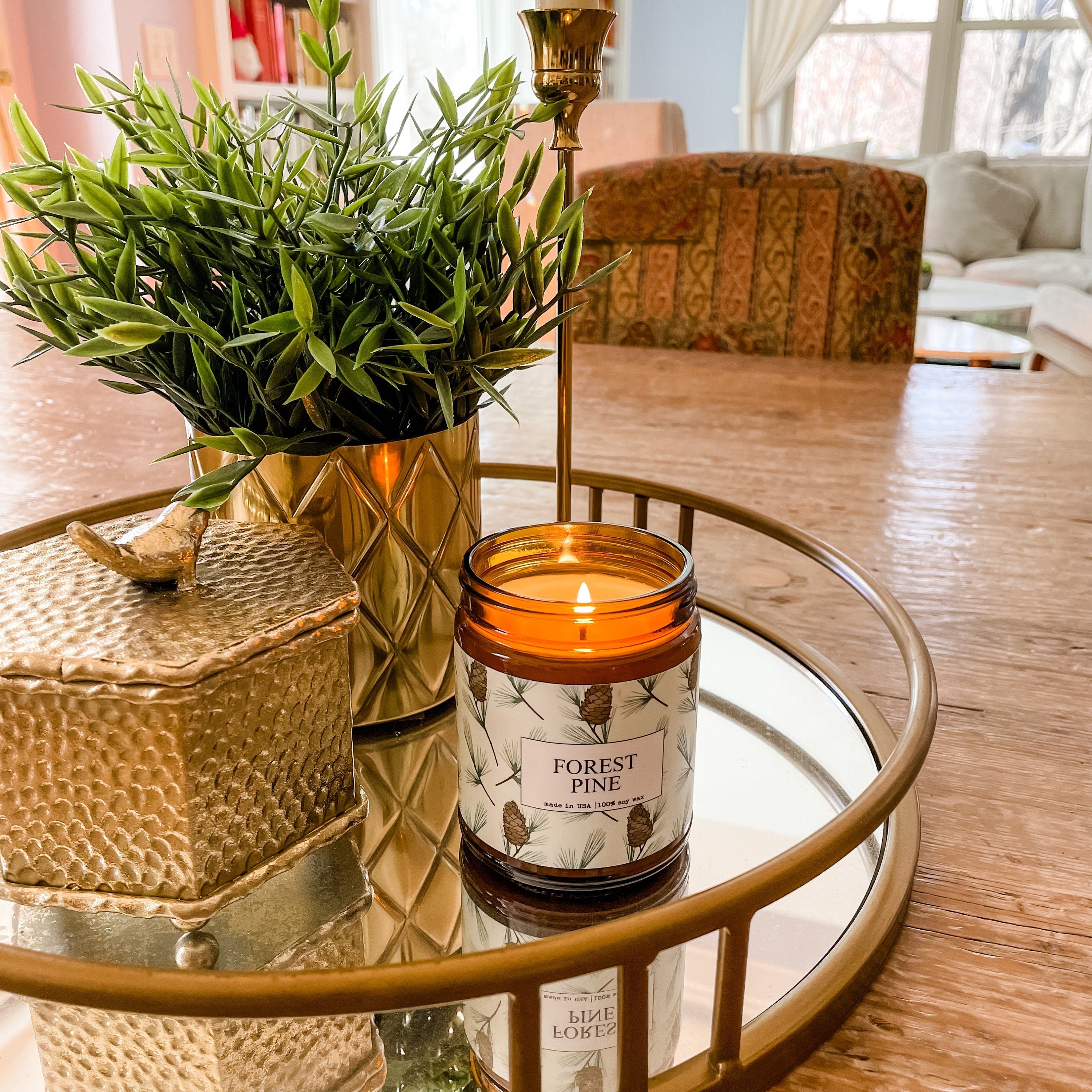 Forest Pine Scented Candle - 9oz Glass Jar Soy Candle