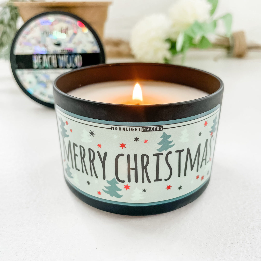Merry Christmas - 8oz Candle - Choose Your Scent - 100% Natural Soy Wax - MoonlightMakers