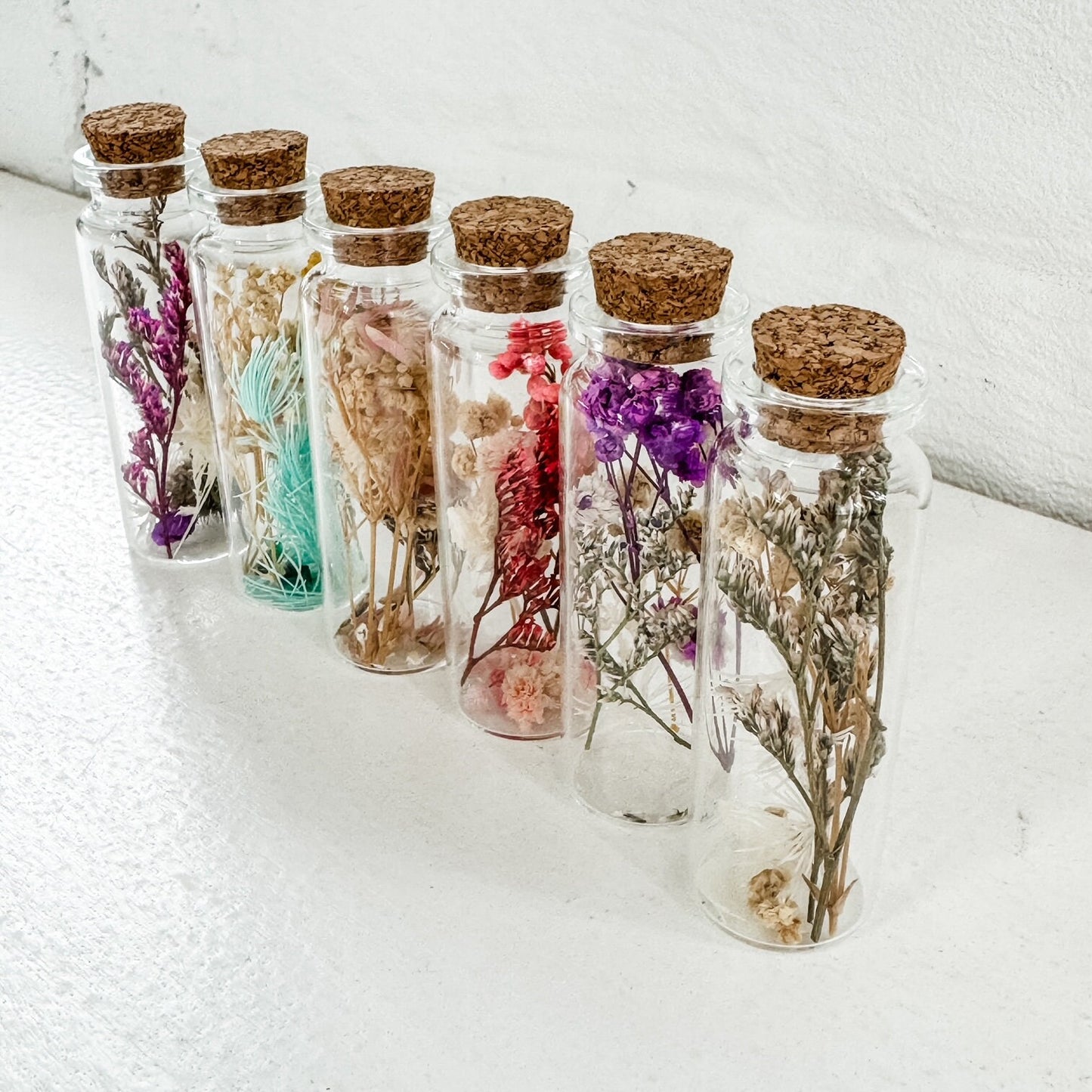 Decorative Glass Bottle of Dried Flowers - 3" or 6"