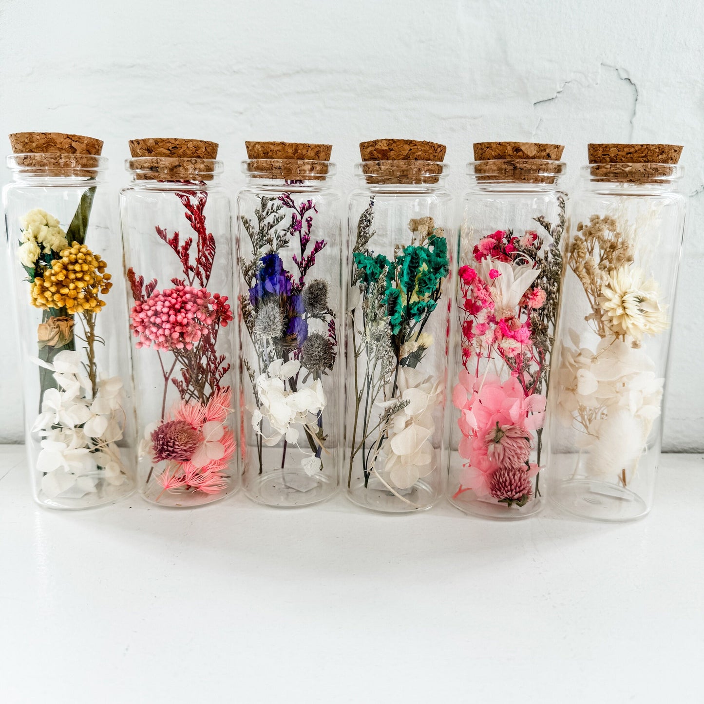 Decorative Glass Bottle of Dried Flowers - 3" or 6"